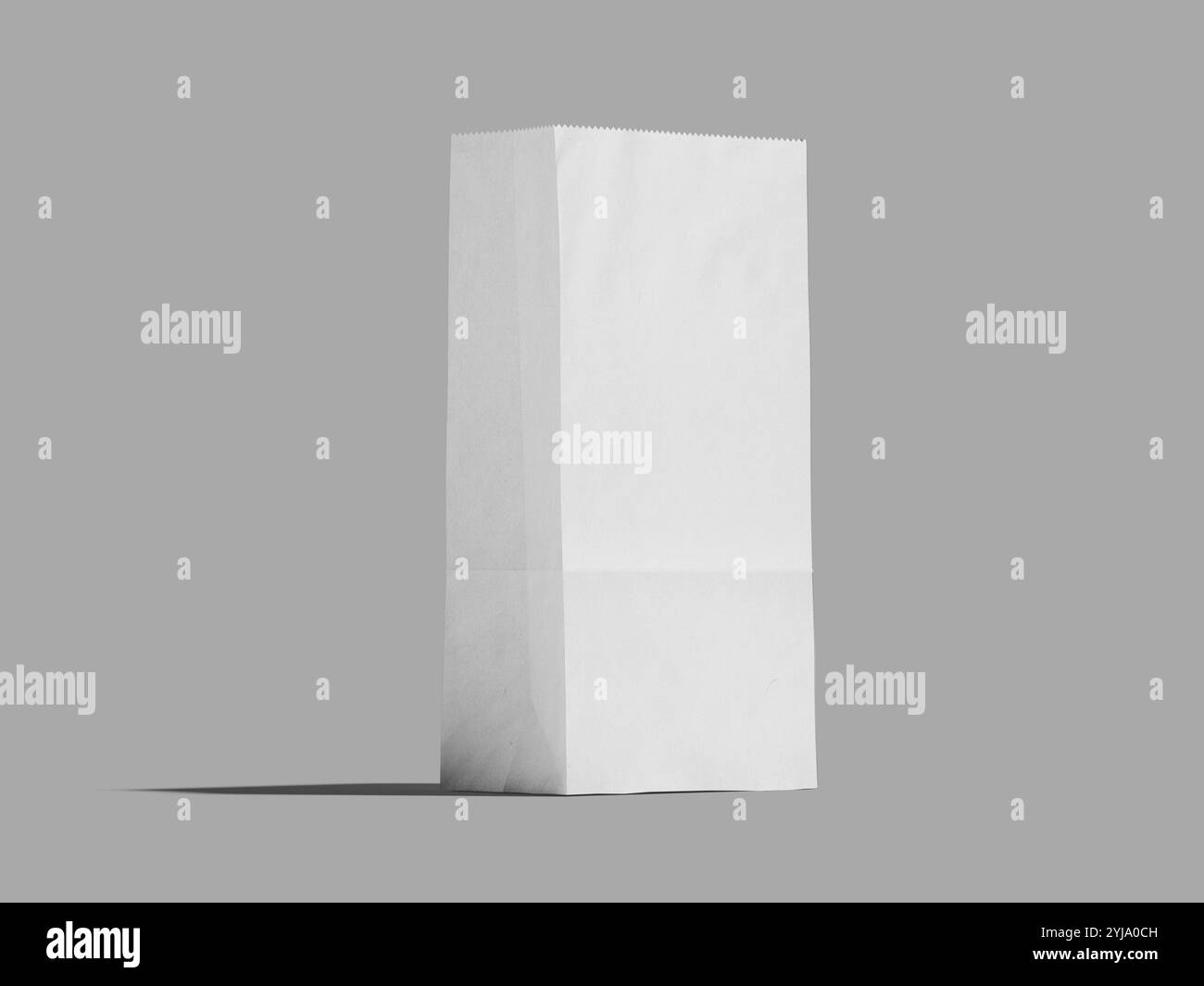 Vista frontale del moockup con sacchetto di carta per alimenti bianco Foto Stock