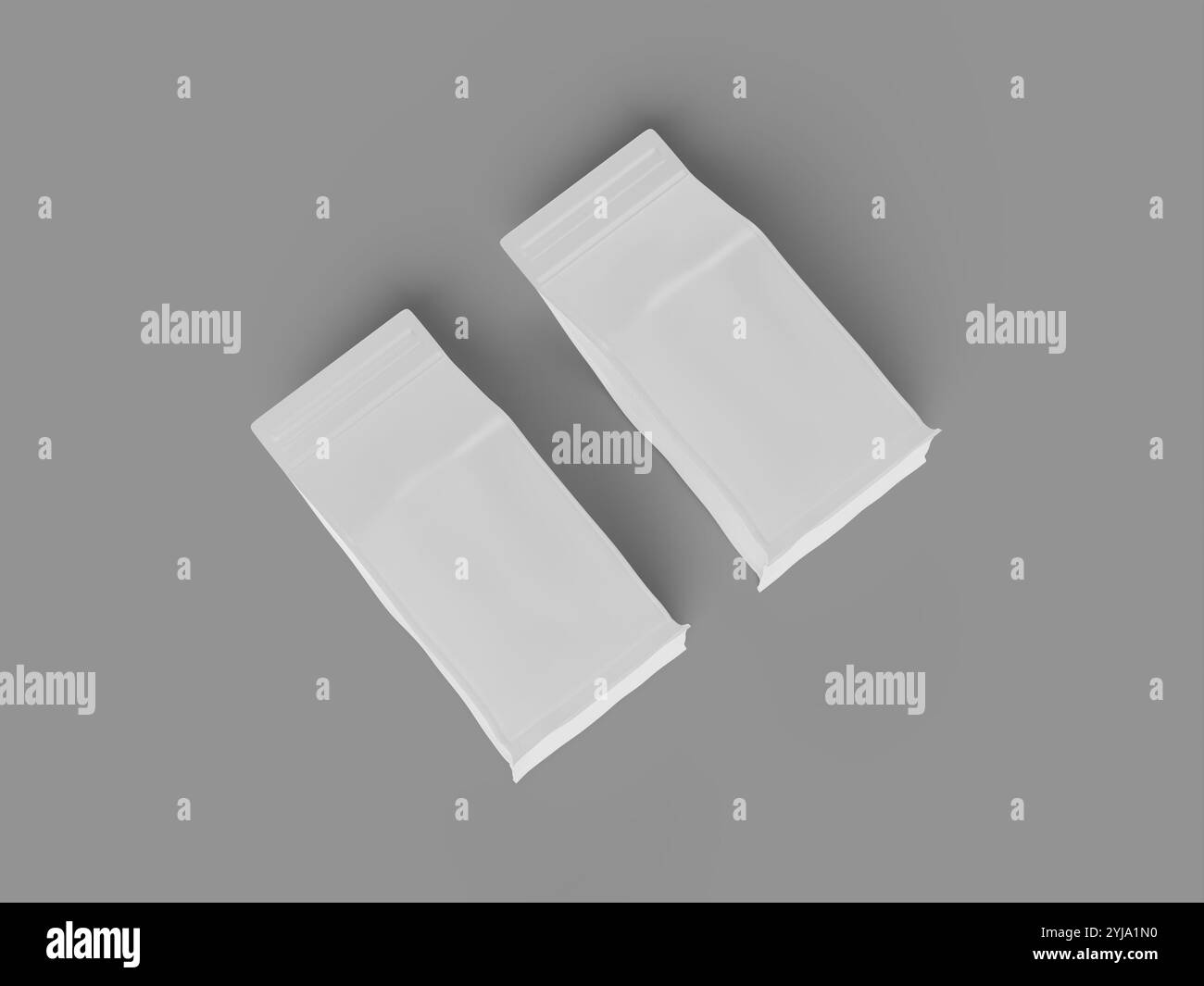 Custodia con zip con stampa 3D Mockup bianco e nero con due sacchetti per caffè Foto Stock