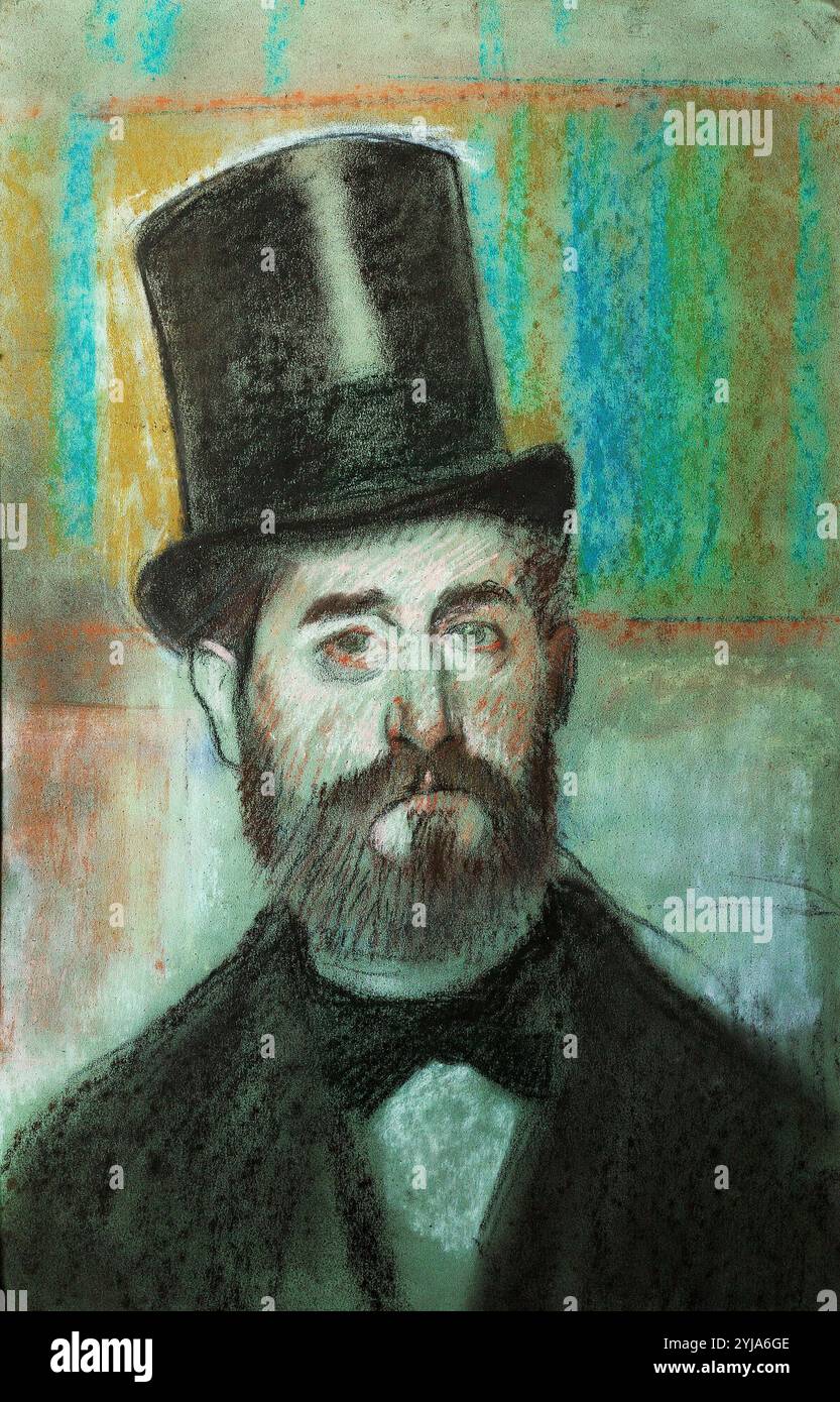 Edgar Degas / 'l'uomo con il cappello', 1834, olio su tela, 49 x 32 cm. Museo: MUSEO TOULOUSE-LAUTREC, ALBI, Francia. Foto Stock