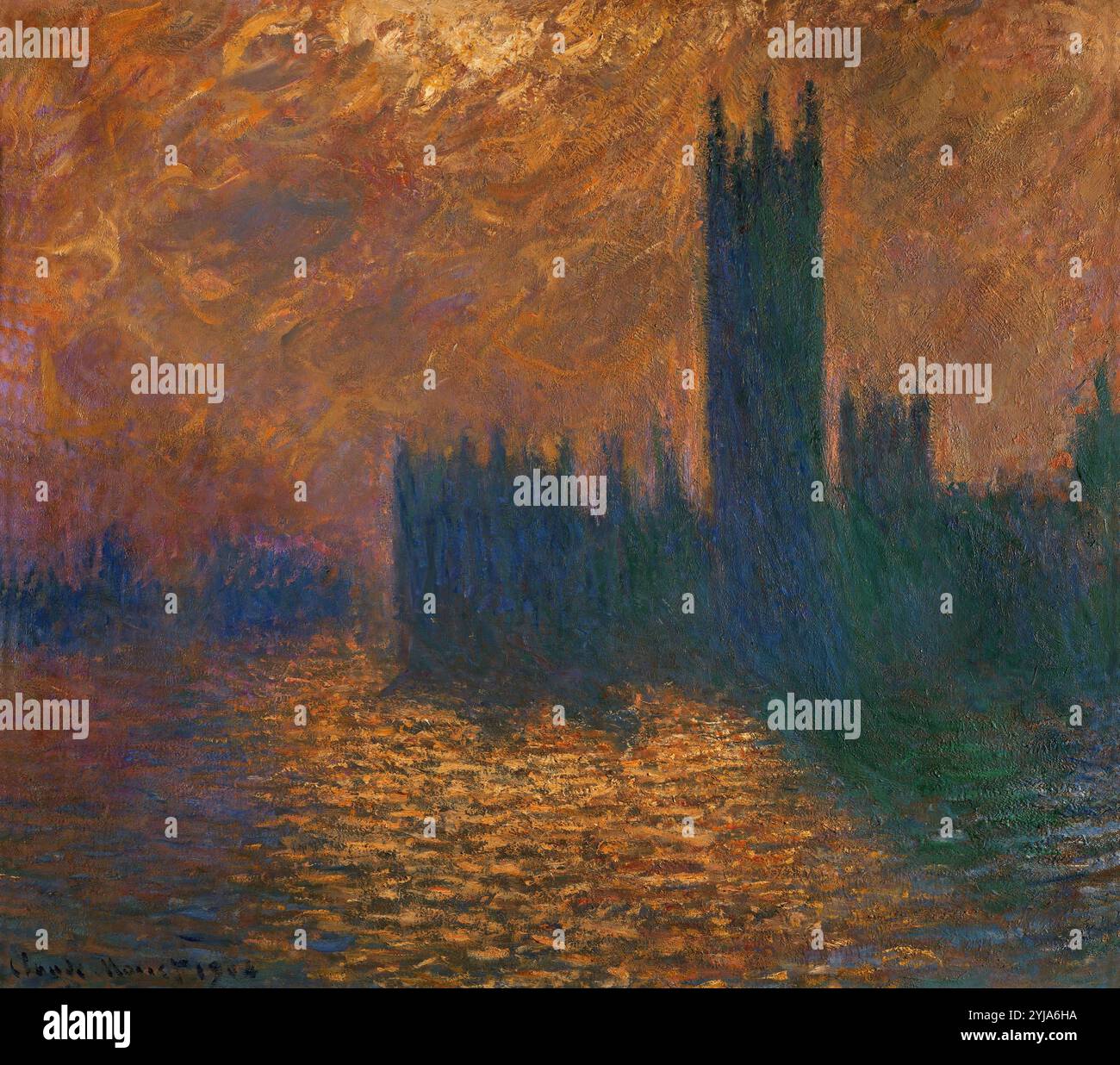 Claude Monet / 'The Parliament in London, Stormy Sky', 1904, Oil on Canvas, 81 x 92 cm. Museo: MUSEE D'ORSAY, BUDAPEST, Francia. Foto Stock