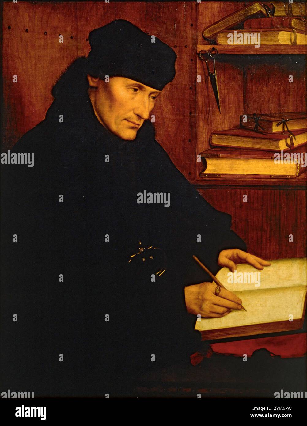 Gabriël Metsu / "Erasmus di Rotterdam", 16°, olio su tela. Museo: PALAZZO BARBERINI, Roma, ITALIA. Autore: QUENTIN MATSYS. Foto Stock