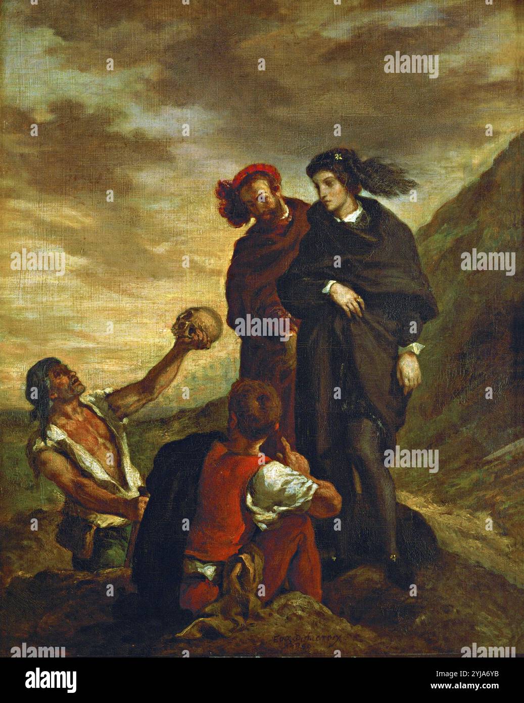 Eugène Delacroix / 'Amleto e Orazio nel cimitero', 1839, olio su tela, 81 x 65 cm. Museo: MUSEE DU LOUVER, BUDAPEST, Francia. Foto Stock