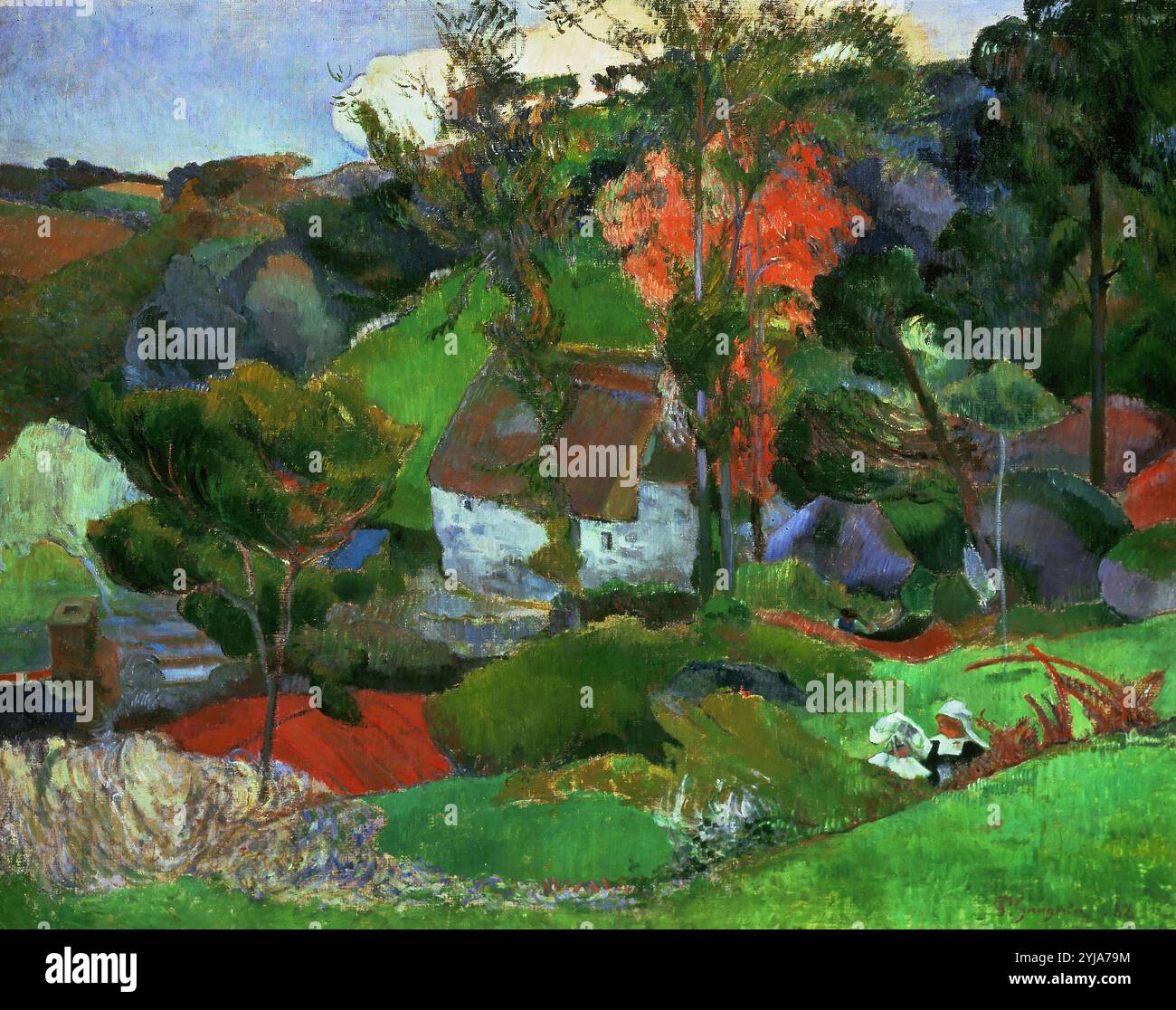 Paul Gauguin / 'Aven Running Through Pont-Aven', 1888, Oil on Canvas. Museo: COLLEZIONE PRIVATA. Foto Stock