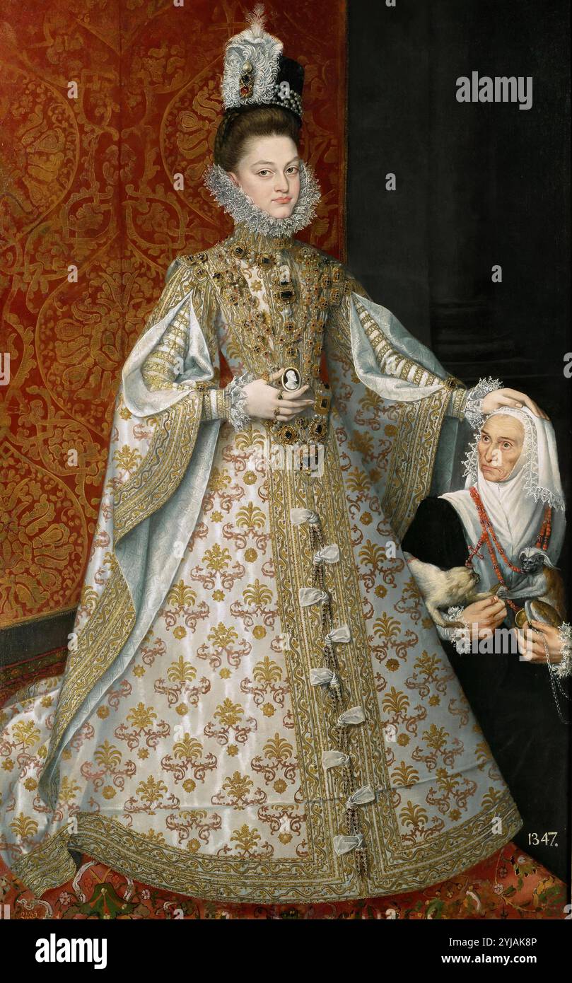 Alonso Sánchez Coello / 'Isabel Clara eugenia and Magdalena Ruiz', 1585-1588, Scuola spagnola, olio su tela, 207 cm x 129 cm, P00861. MUSEO: MUSEO DEL PRADO, MADRID, SPAGNA. Foto Stock