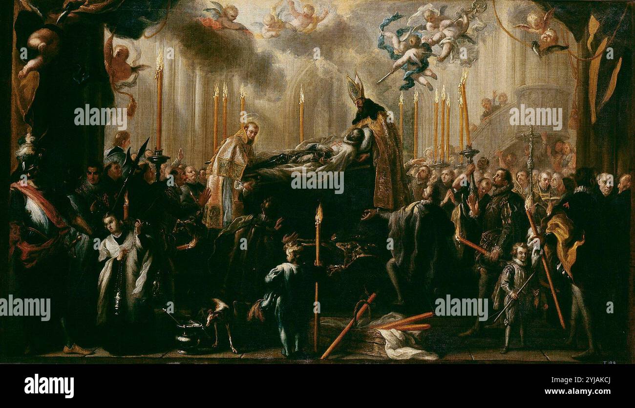 Miguel Jacinto Meléndez / 'la sepoltura del conte di Orgaz', 1734, Scuola spagnola, olio su tela, 85 cm x 147 cm, P00959. MUSEO: MUSEO DEL PRADO, MADRID, SPAGNA. Foto Stock