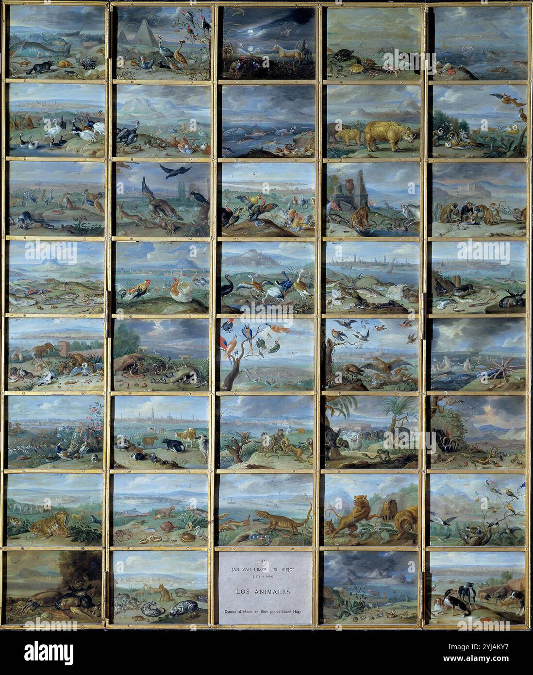 Jan van Kessel "el Viejo" / "gli animali", 1660, scuola fiamminga, olio su rame, 175 cm x 123 cm, P01554. MUSEO: MUSEO DEL PRADO, MADRID, SPAGNA. AUTORE: JAN VAN KESEL PADRE. Foto Stock