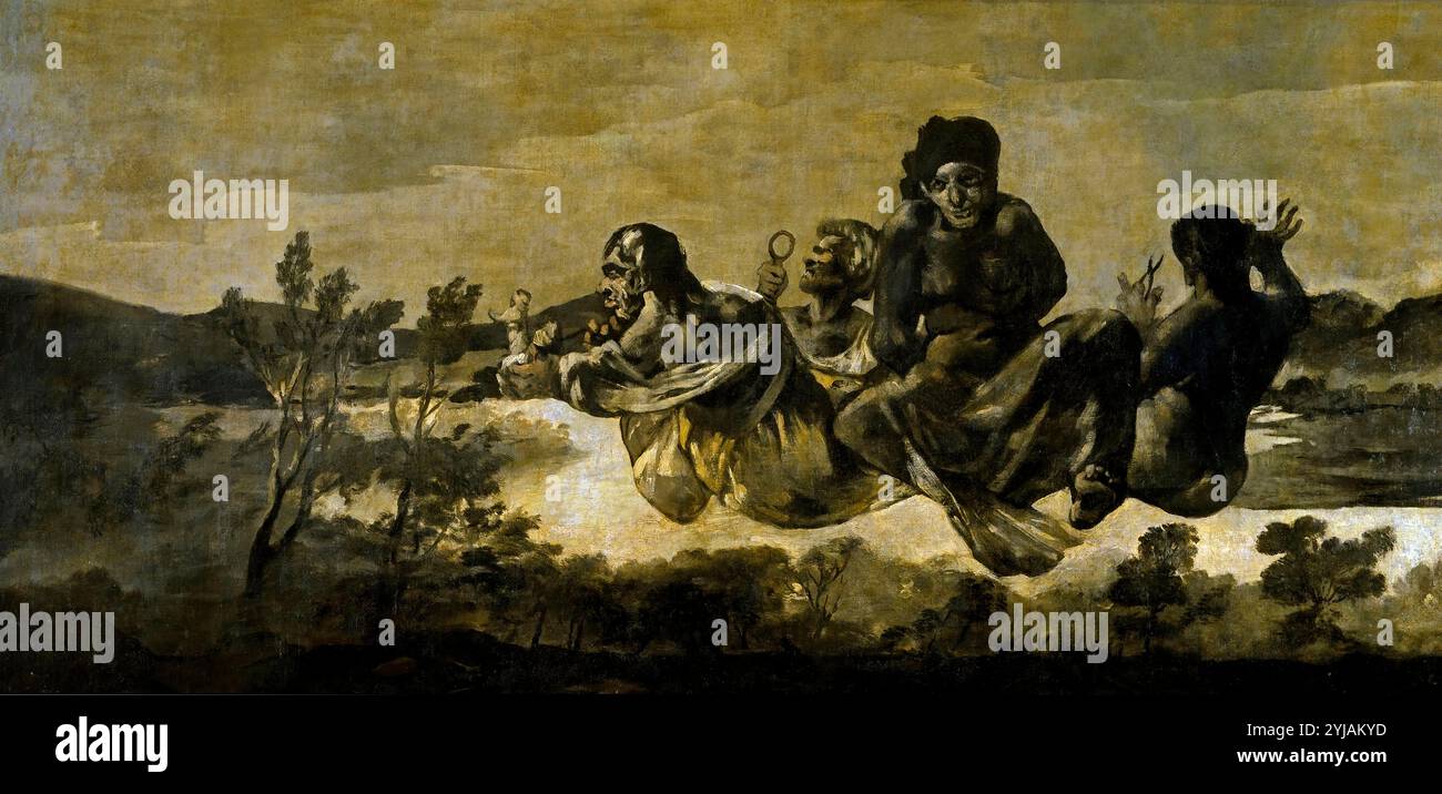 Francisco de Goya y Lucientes / "The Fates (Atropos)", 1820-1823, Spanish School, murale, 123 cm x 266 cm, P00757. MUSEO: MUSEO DEL PRADO, MADRID, SPAGNA. Foto Stock