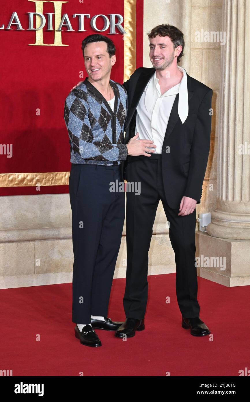 Londra, Regno Unito - 13 novembre 2024 Andrew Scott e Paul Mescal al Royal Film Performance e Global Premiere di Gladiator II, a Odeon Luxe, Leicester Square. Foto Stock