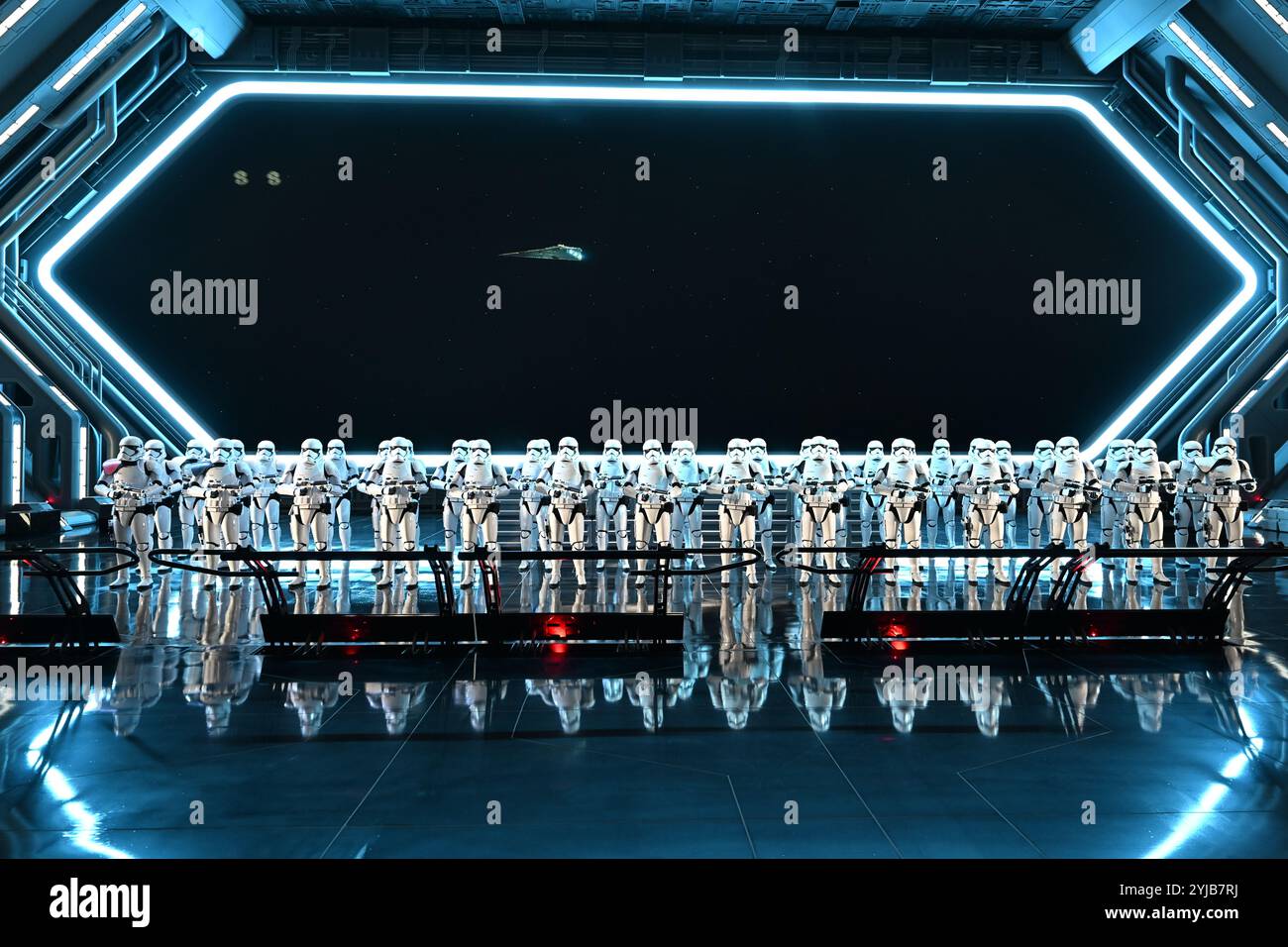 Star Destroyer Bridge con Stormtrooper Lineup - Star Wars Experience Foto Stock
