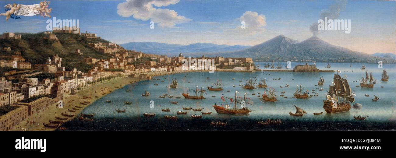 Juan Ruiz / "Vista de Chiaia (Nápoles)", Medio XVIII secolo, Scuola Italiana, olio su tela, 52 cm x 155 cm, P03836. MUSEO: MUSEO DEL PRADO, MADRID, SPAGNA. Foto Stock