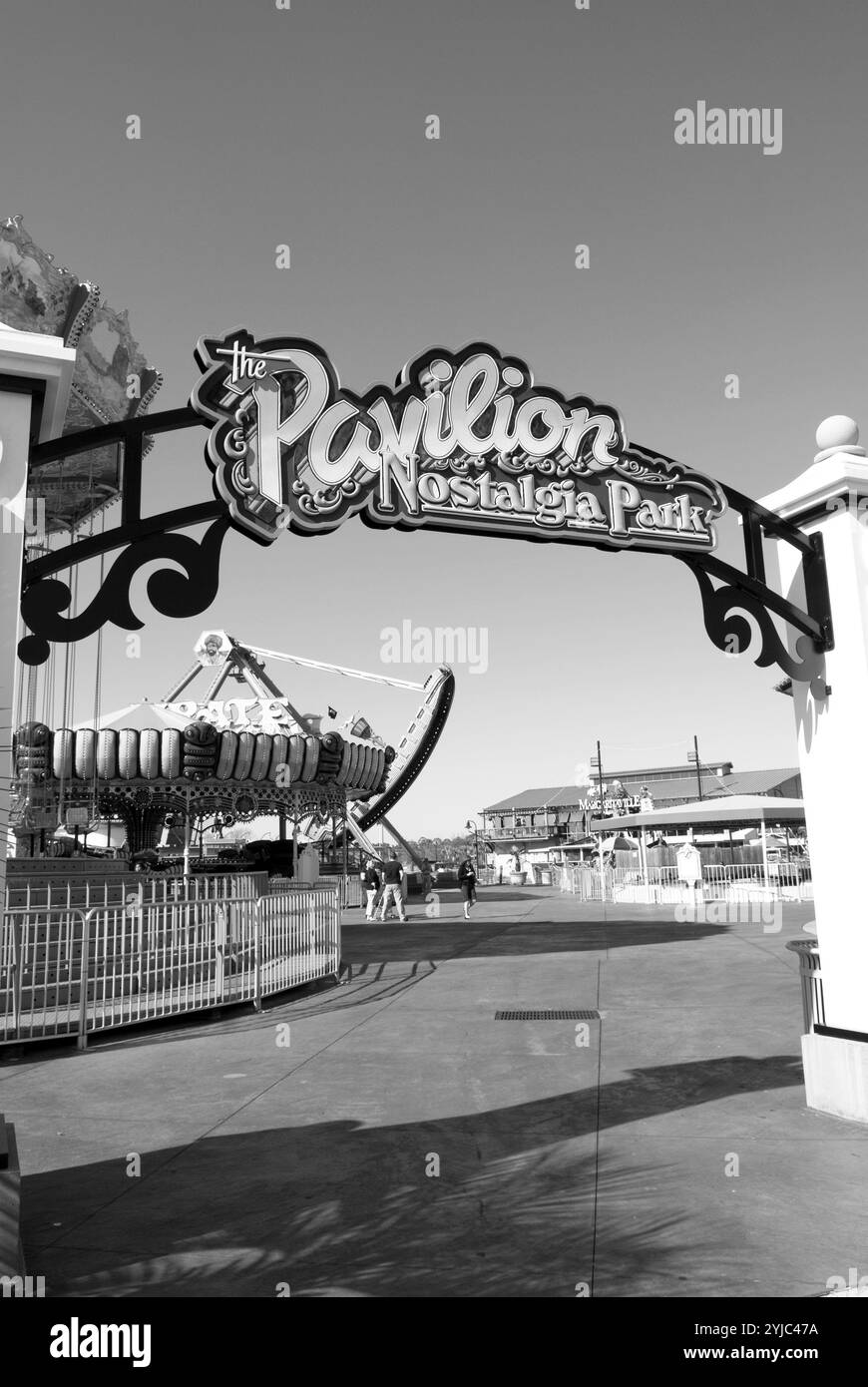 Cancello d'ingresso al Pavilion Nostalgia Park a Myrtle Beach, South Carolina, USA. Foto Stock