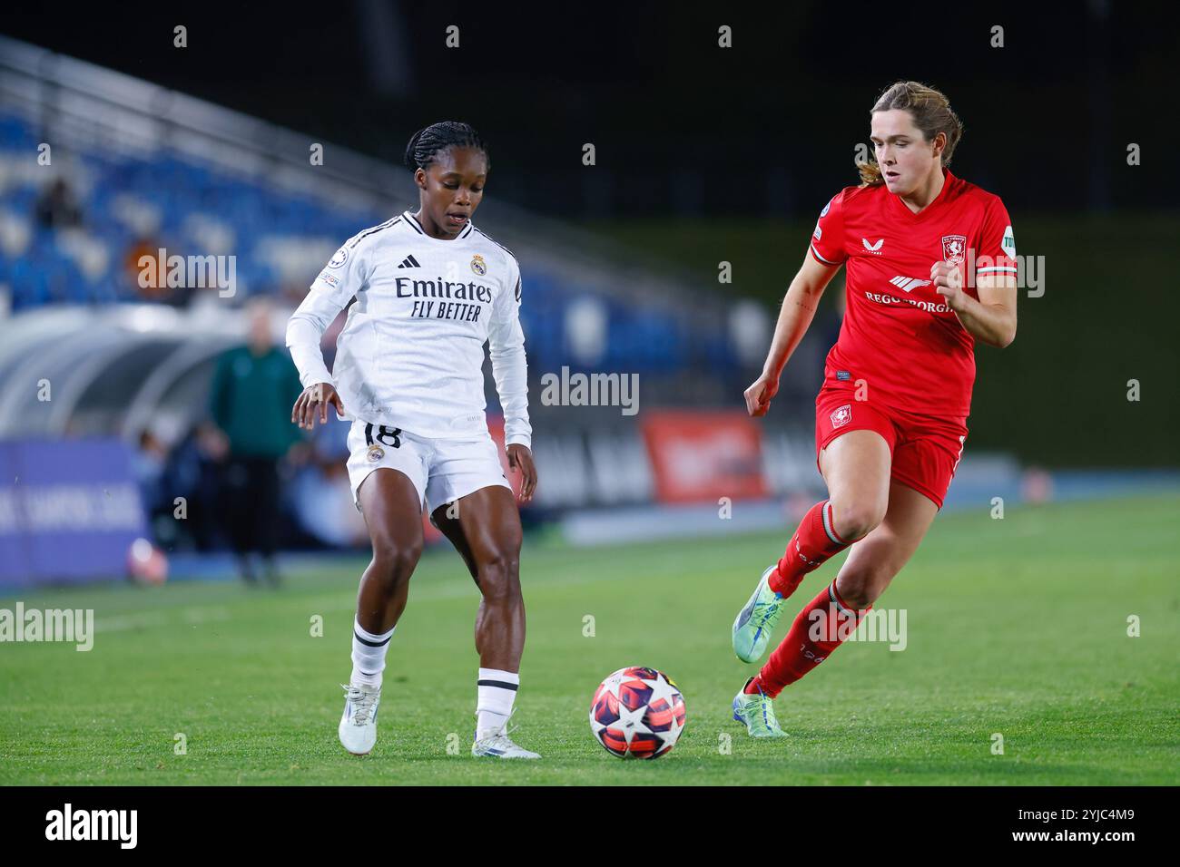 Linda Caicedo del Real Madrid durante la partita di calcio del gruppo B di UEFA Womenâs Champions League tra Real Madrid e FC Twente il 13 novembre 2024 allo stadio Alfredo di Stefano a Valdebebas, Madrid, Spagna Foto Stock