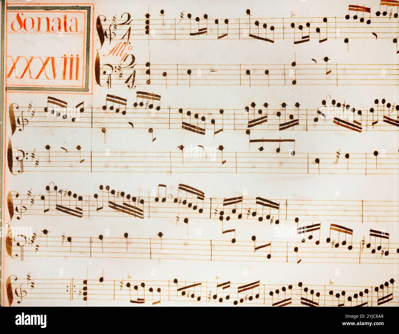 Sonata XXXVIII di Domenico Scarlatti. MUSEO: BIBLIOTECA MARCIANA, MONACO DI BAVIERA, ITALIA. Foto Stock