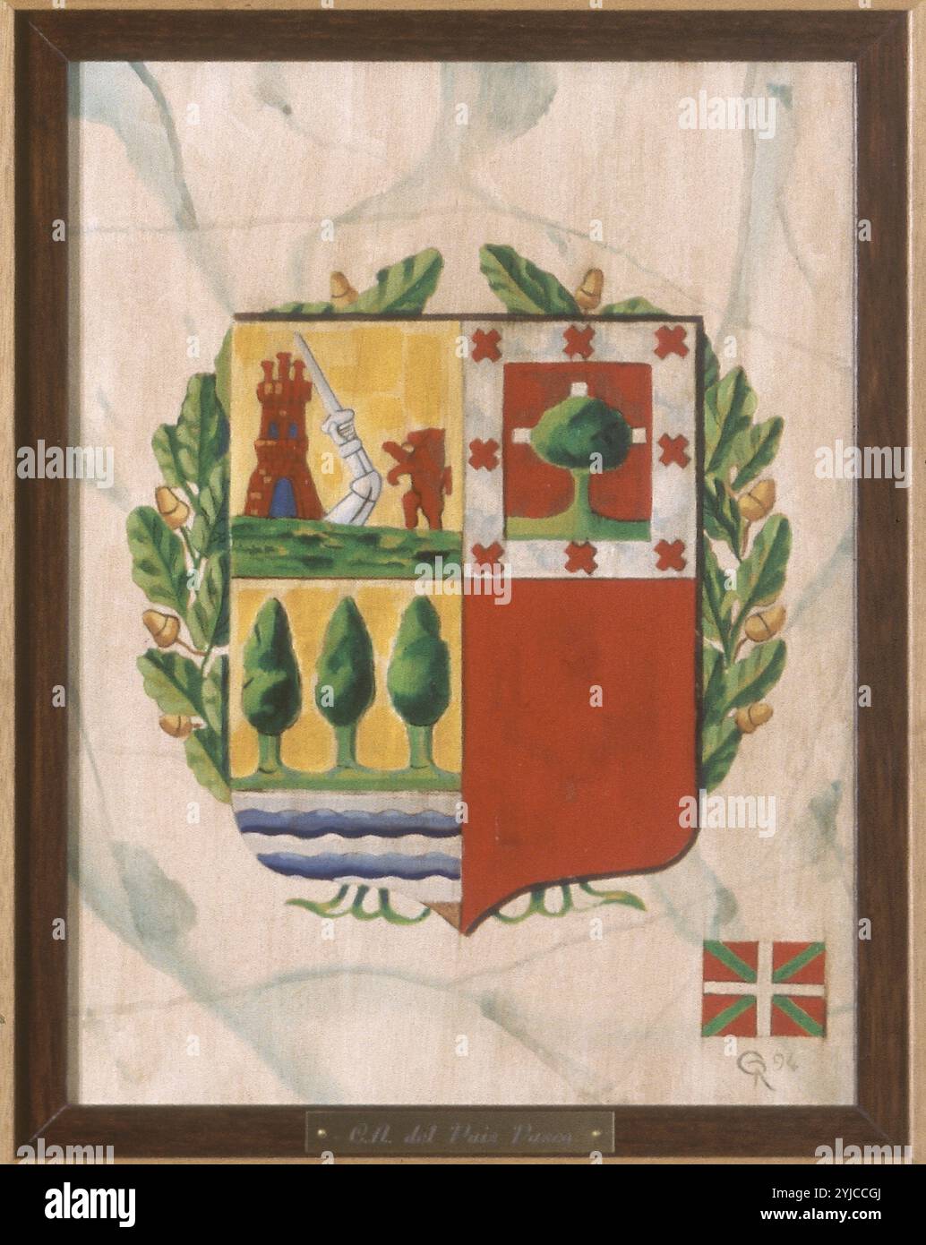 ESCUDO Y BANDERA DEL PAIS VASCO - CONJ N. 146328. AUTORE: JOSE MARIA GARCIA ROYO (1922-1996). Ubicazione: SENADO-PINTURA. MADRID. SPAGNA. Foto Stock