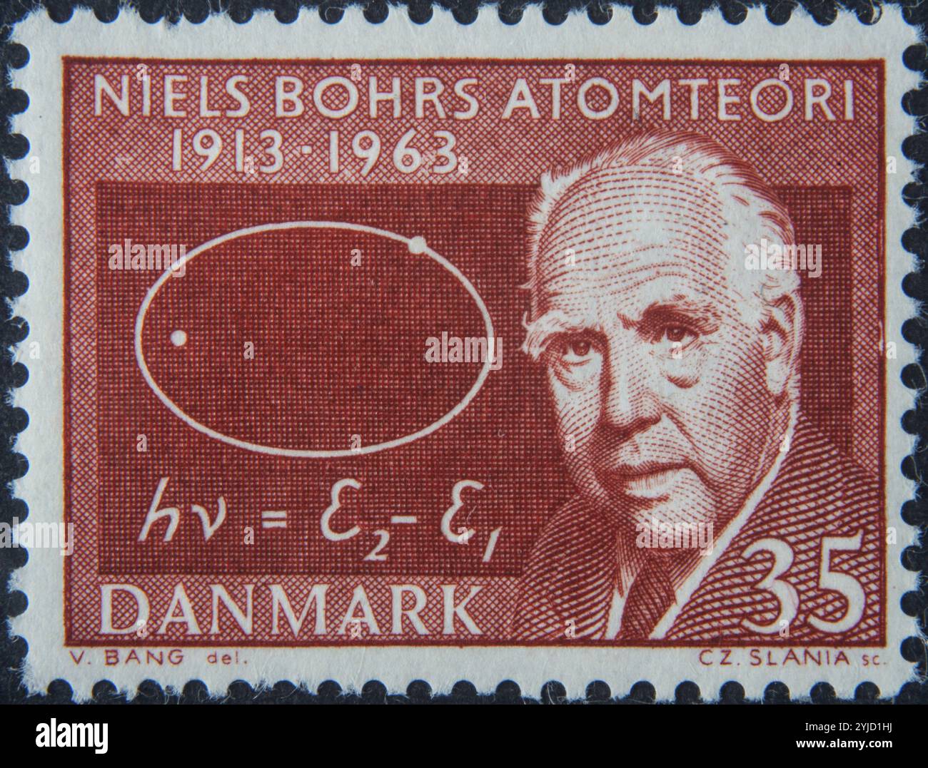 Niels Bohr, 1885-1962, un fisico danese che diede contributi fondamentali alla comprensione della struttura atomica e della teoria quantistica. Ritratto su un Dani Foto Stock