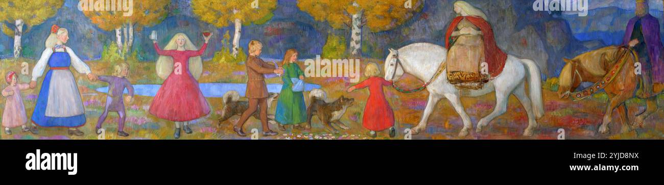 Il piccolo Kjersti e Elvenking. Museo: Fridtjof Nansen Institutt, Polhøgd. Autore: Erik Theodor Werenskiold. Foto Stock