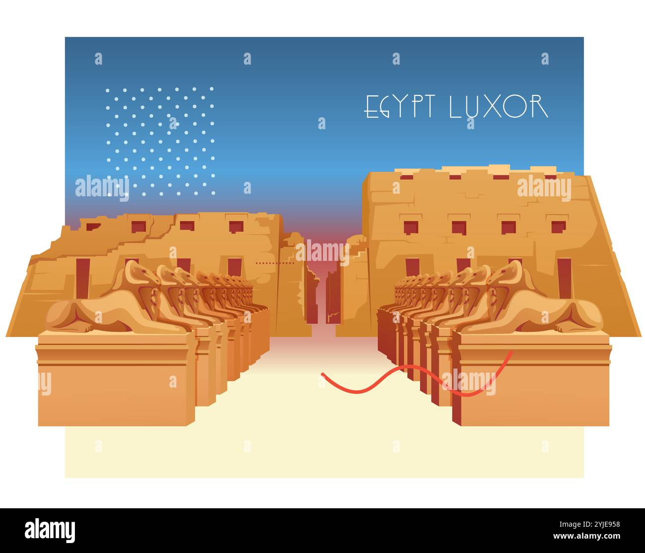 Complesso del Tempio di Karnak - Luxor, Egitto - illustrazione di scorta come file EPS 10 Illustrazione Vettoriale