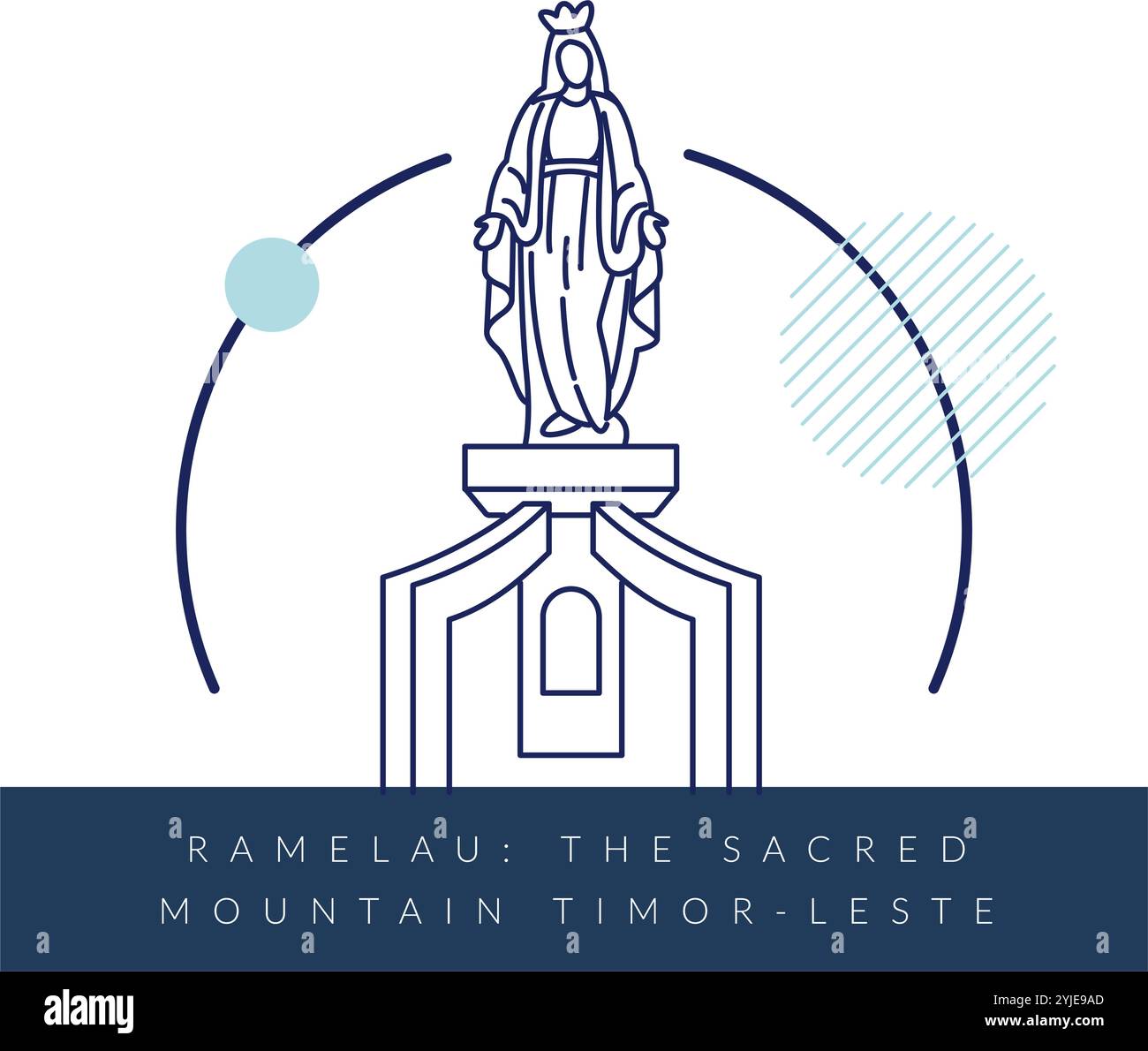 Statua della Vergine Maria sul Monte Ramelau - picco della montagna Sacra - illustrazione di scorta come file EPS 10 Illustrazione Vettoriale