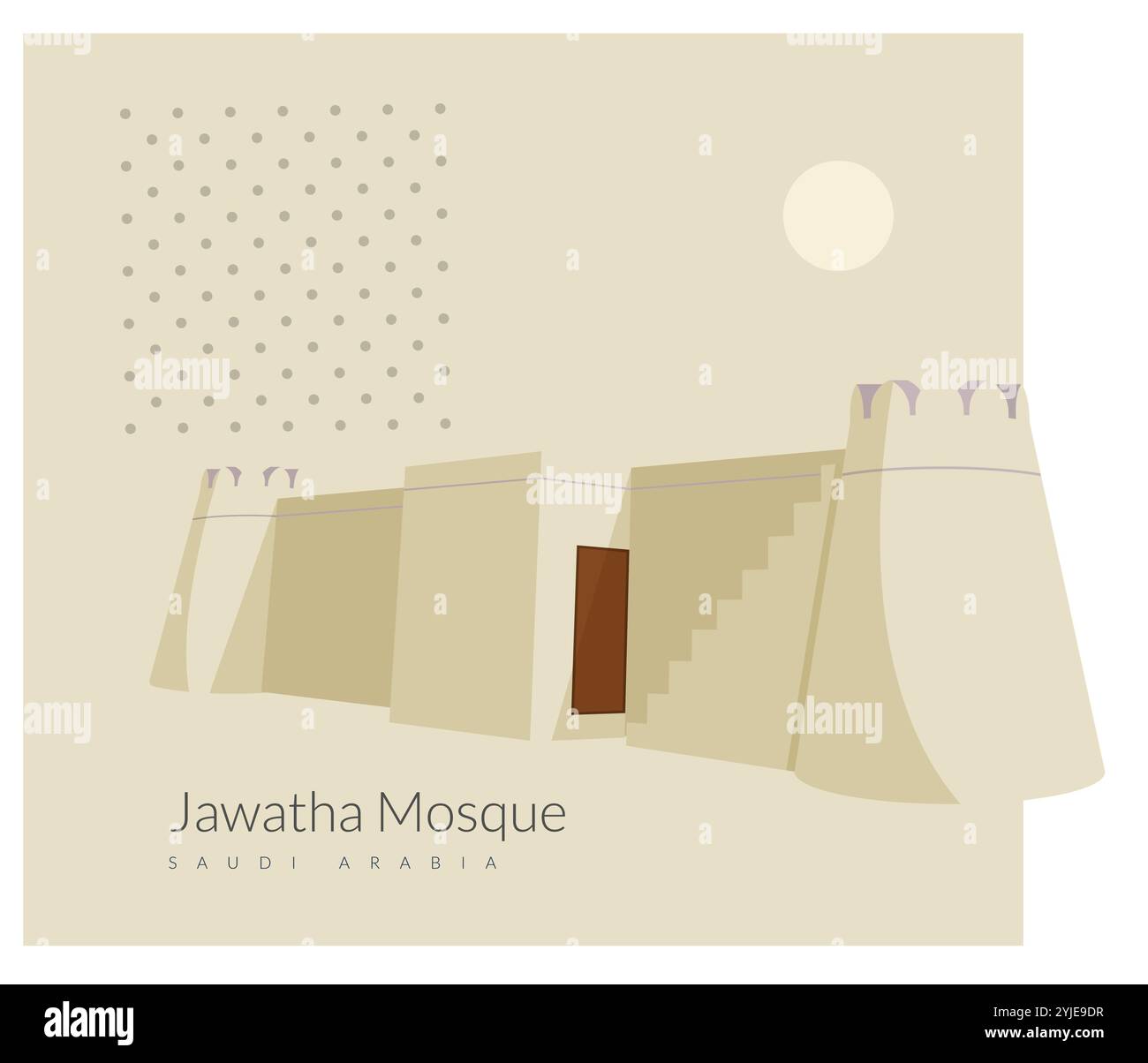 Antica e storica moschea Jawatha inal-Ahsa, provincia orientale, Arabia Saudita - illustrazione delle scorte come file EPS 10 Illustrazione Vettoriale