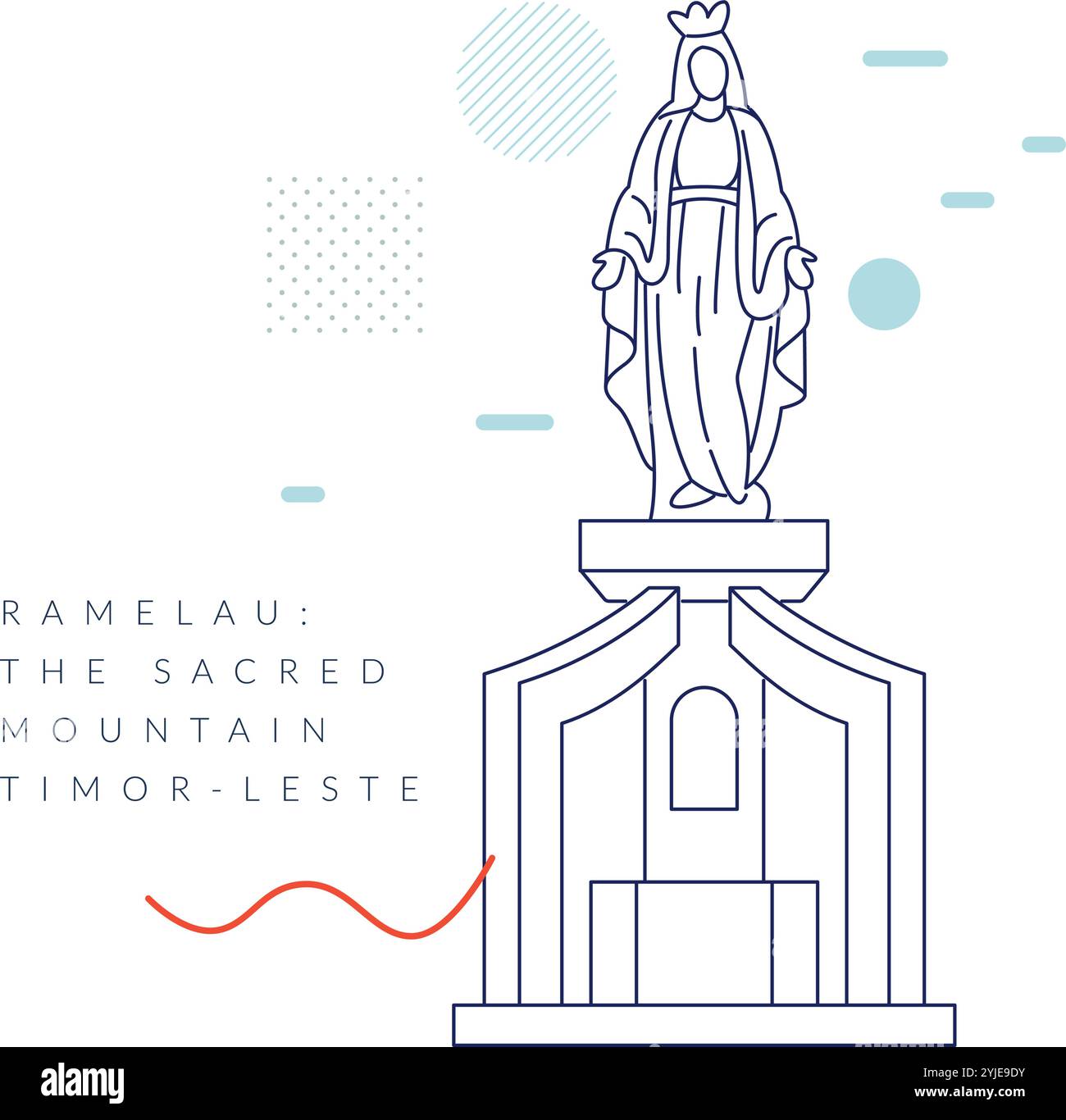 Statua della Vergine Maria sul Monte Ramelau - picco della montagna Sacra - illustrazione di scorta come file EPS 10 Illustrazione Vettoriale