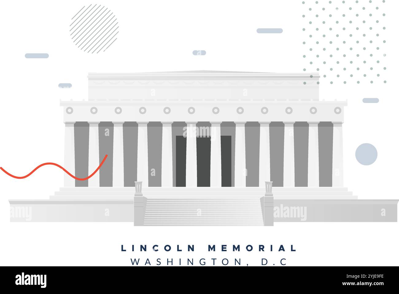 Lincoln Memorial - Monumento a Washington, D.C., Stati Uniti - illustrazione delle scorte come file EPS 10 Illustrazione Vettoriale