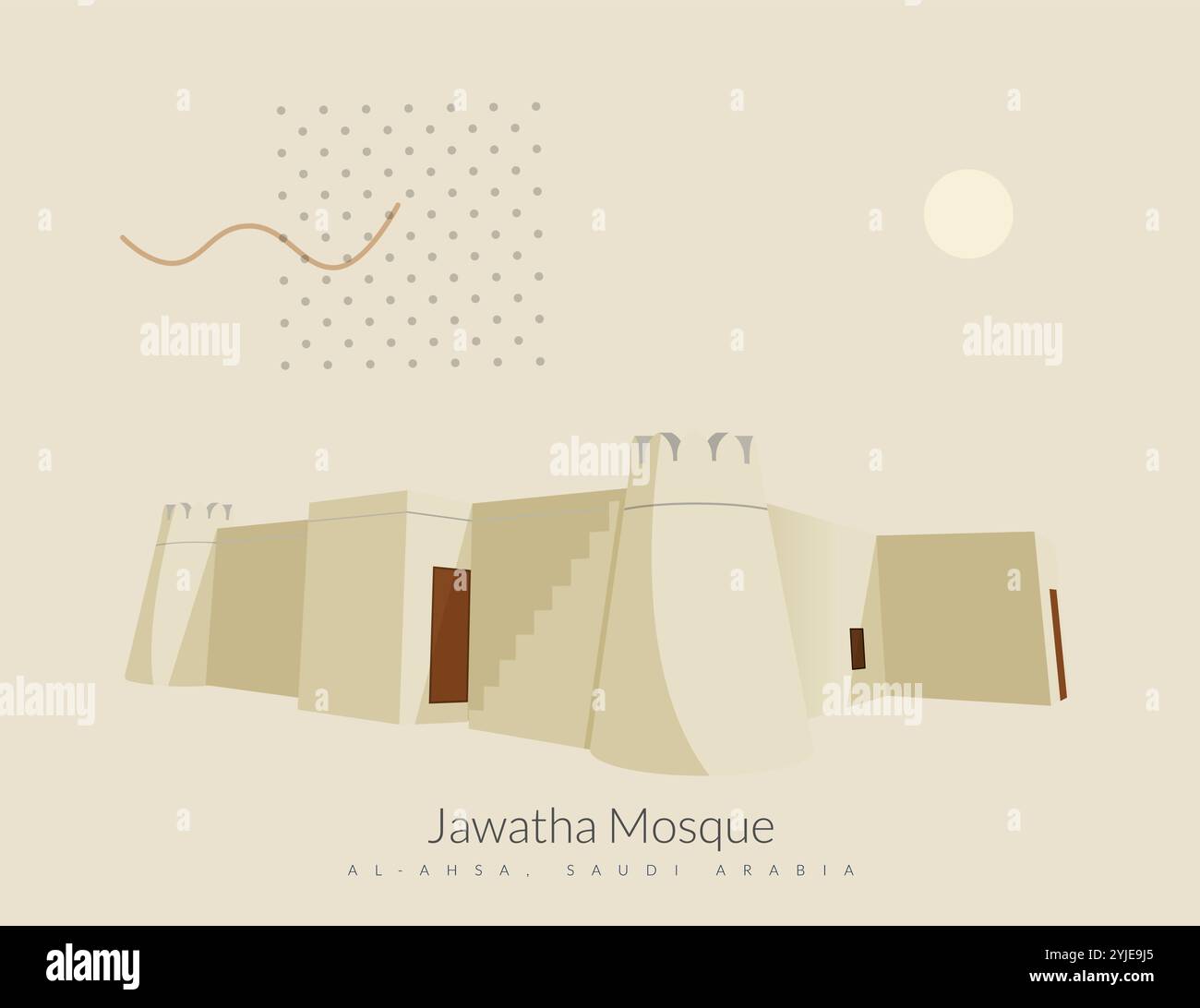 Antica e storica moschea Jawatha inal-Ahsa, provincia orientale, Arabia Saudita - illustrazione delle scorte come file EPS 10 Illustrazione Vettoriale