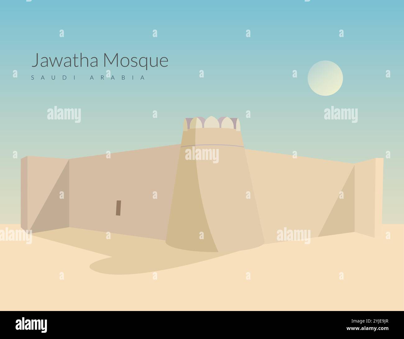 Antica e storica moschea Jawatha inal-Ahsa, provincia orientale, Arabia Saudita - illustrazione delle scorte come file EPS 10 Illustrazione Vettoriale