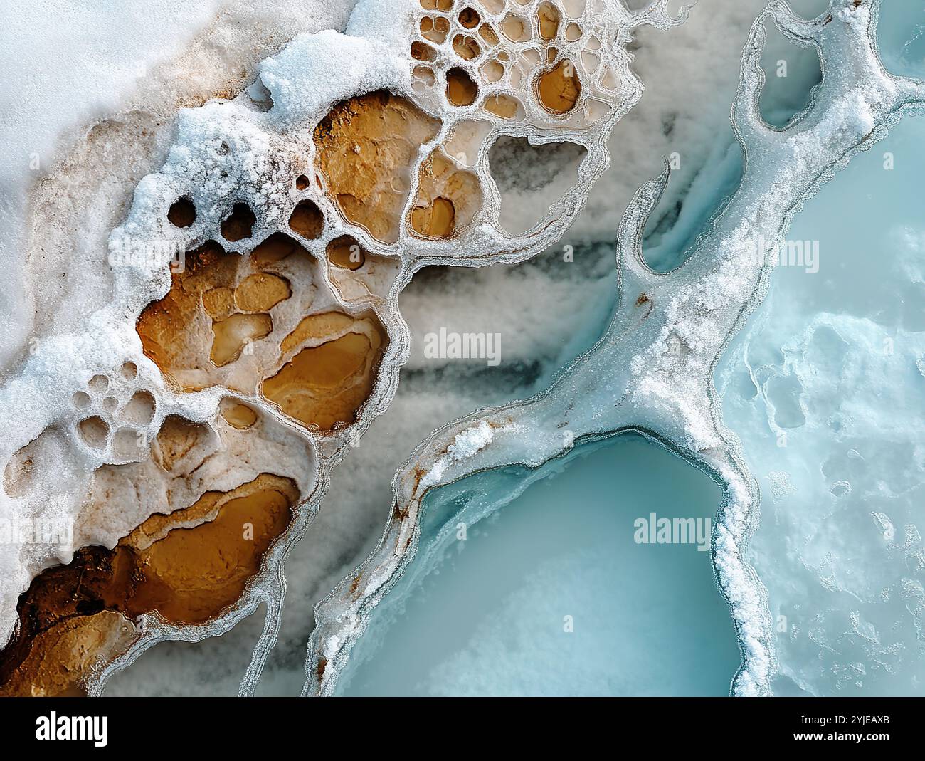 Primo piano dei modelli di ghiaccio sul lago ghiacciato Foto Stock