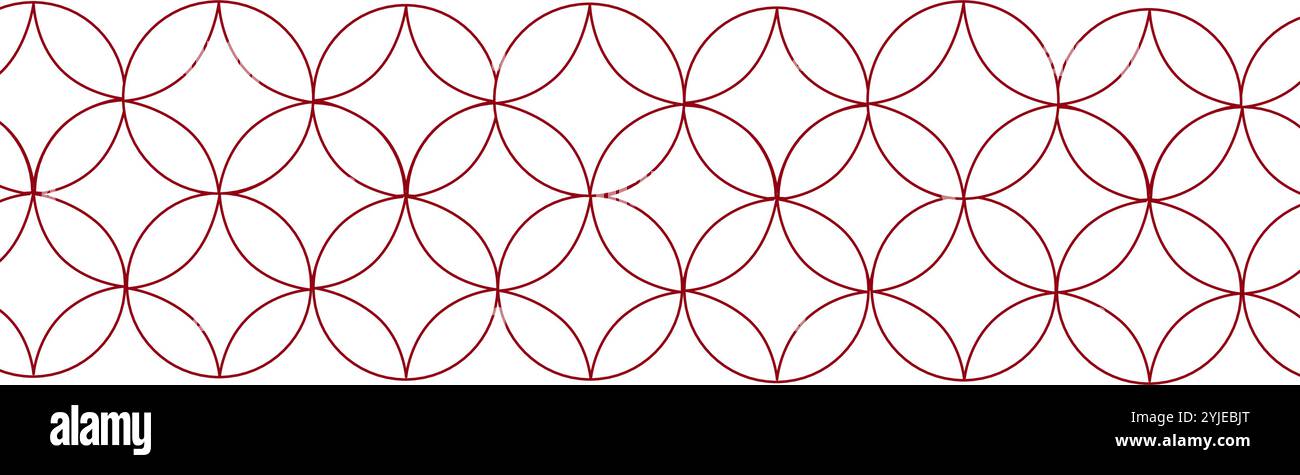 Cerchio cinese elemento tradizionale, bordo orizzontale senza cuciture. Modello per carte, inviti, libri, per tessuti, incisioni, forno in legno Illustrazione Vettoriale