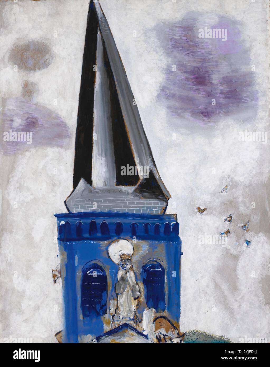 Der Glockenturm der Kirche von Chambon-sur-Lac. Museo: COLLEZIONE PRIVATA. Autore: MARC CHAGALL. Copyright: Questa opera non è di dominio pubblico. È responsabilità dell'utente ottenere tutte le autorizzazioni di terze parti necessarie dal gestore del copyright nel proprio paese prima della pubblicazione. Foto Stock