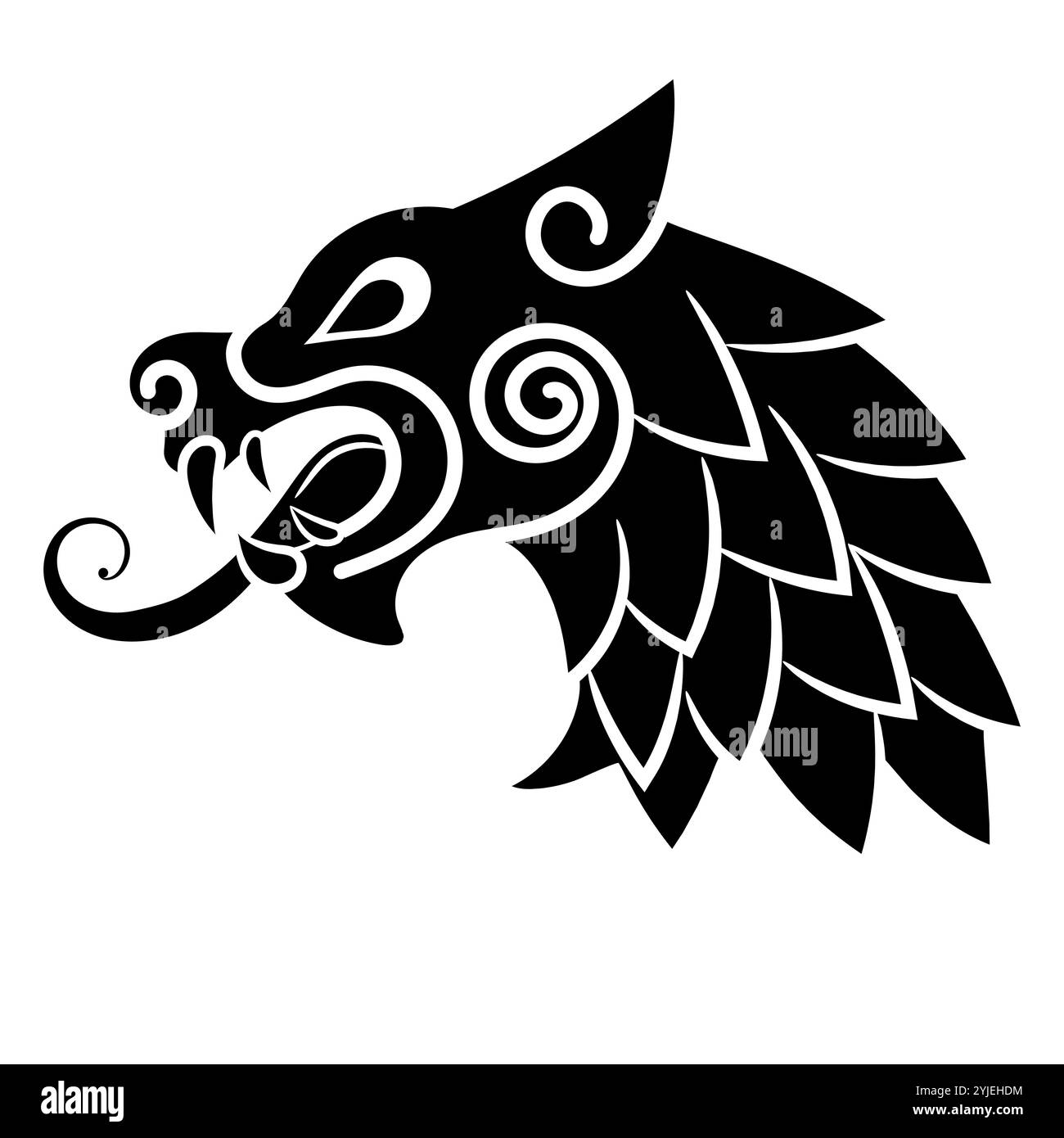 Antico design scandinavo. Lupo disegnato in stile antico norreno celtico vintage Illustrazione Vettoriale