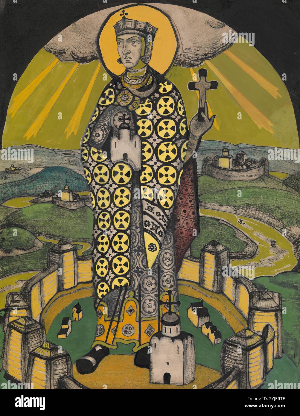 Sant'Olga, Principessa di Kiev. Museo: COLLEZIONE PRIVATA. Autore: Nicholas Roerich. Foto Stock