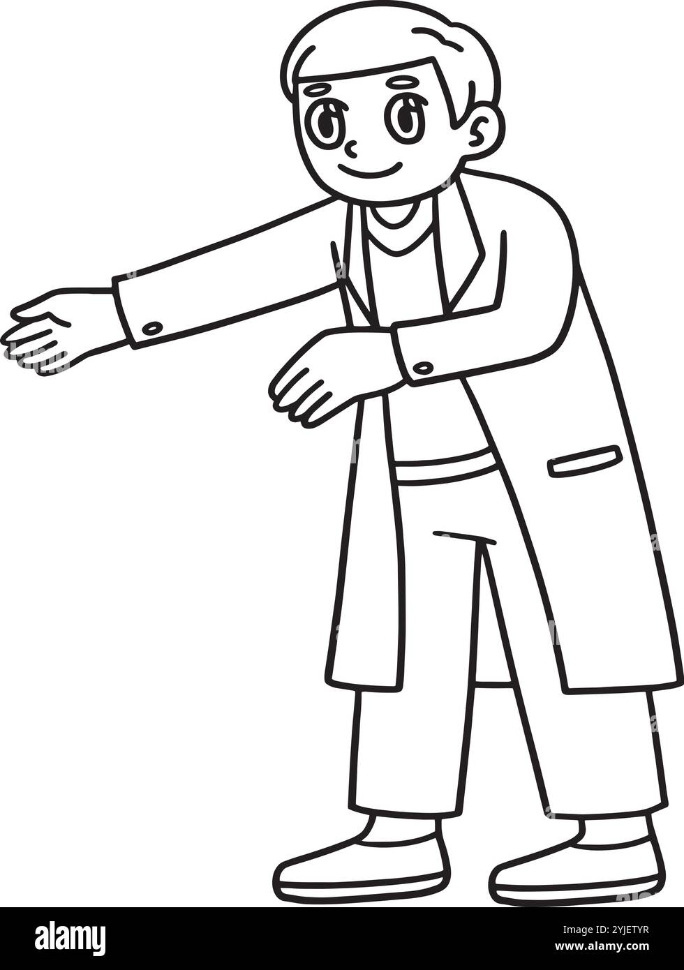 Doctor Isolated Coloring Page per bambini Illustrazione Vettoriale