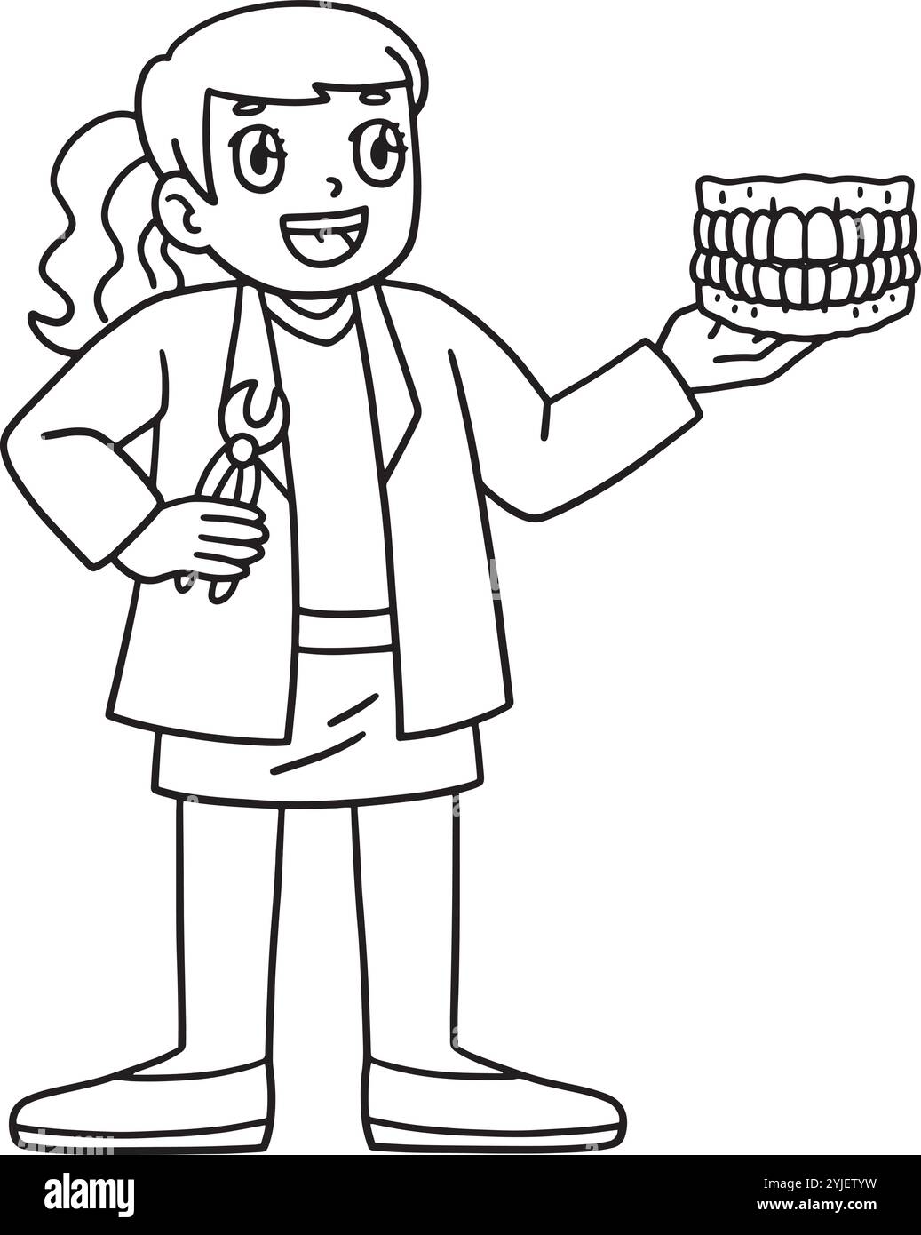 Dentista donna Dottore che tiene le protesi isolate Illustrazione Vettoriale