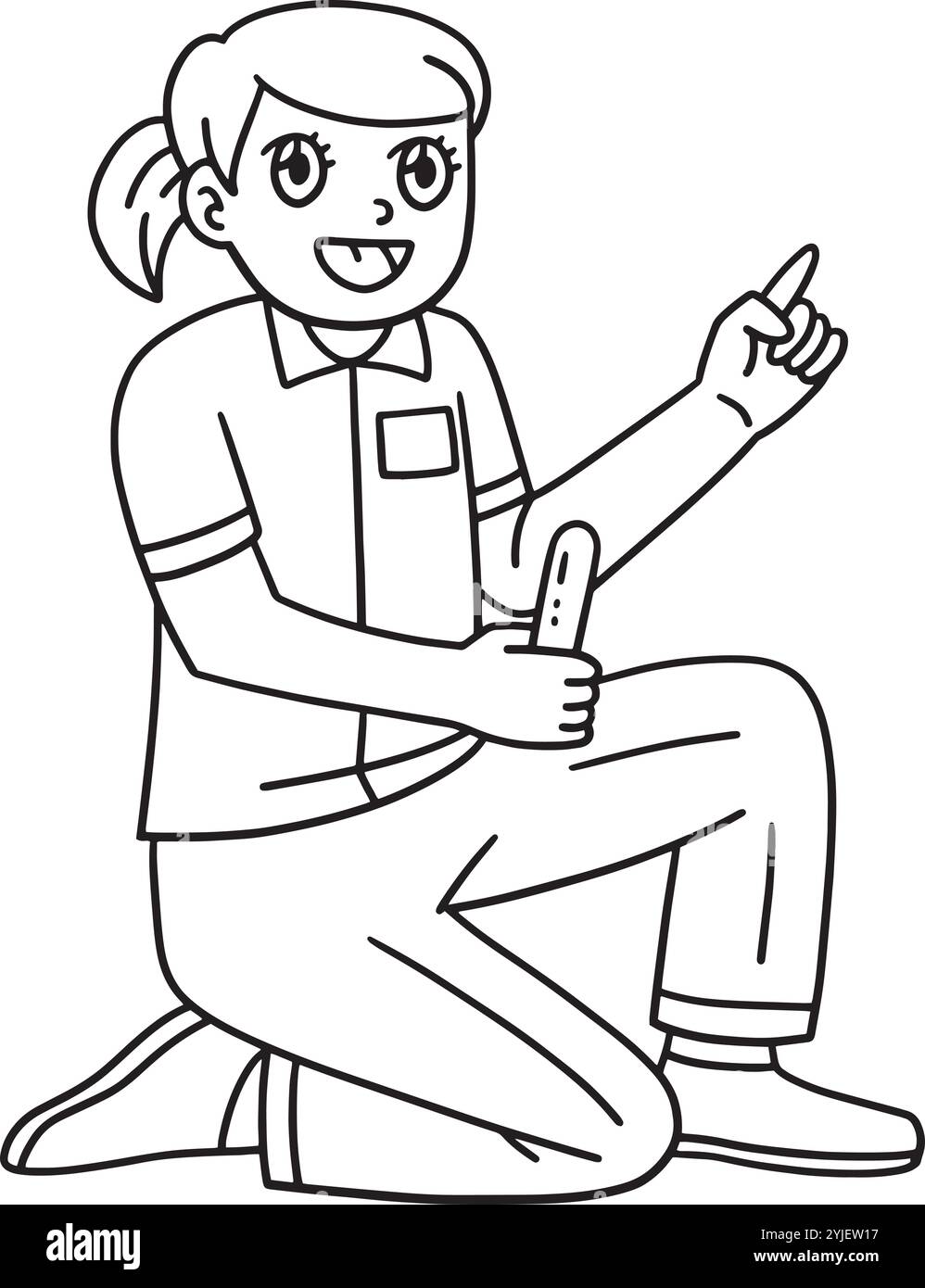 Donna Dottore isolato colorare pagina per bambini Illustrazione Vettoriale