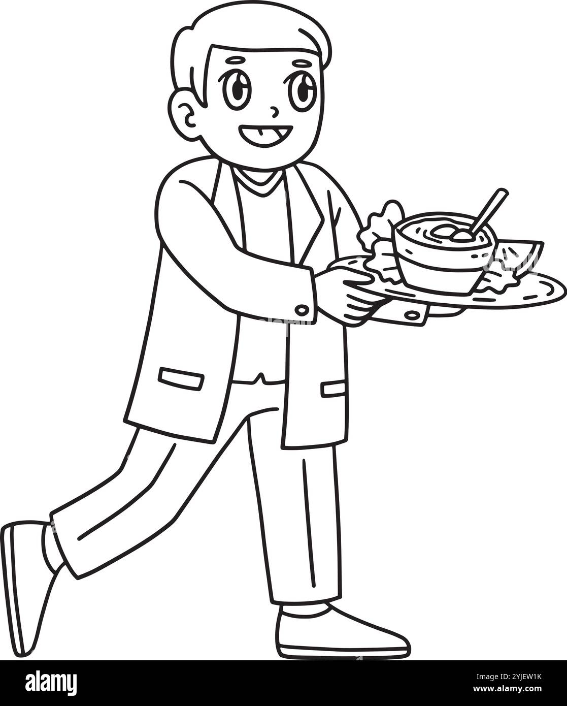 Medico che trasporta paziente pasto isolato colorazione Illustrazione Vettoriale