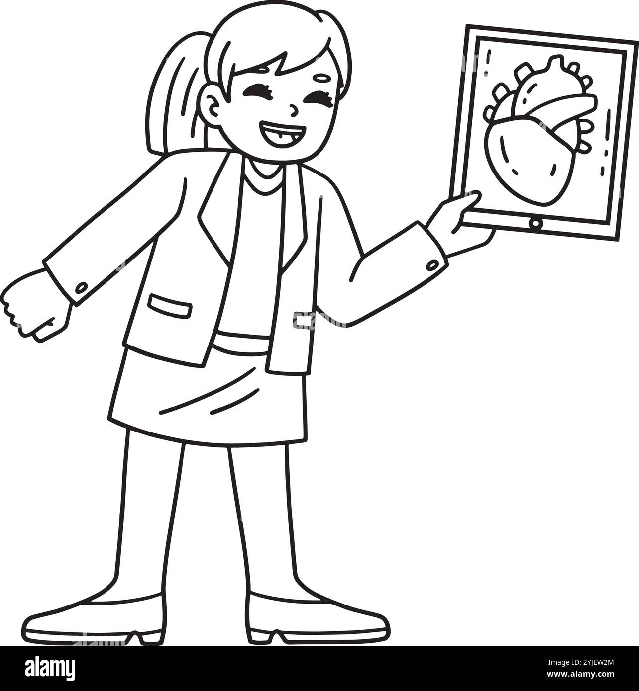 Cardiologa donna medico immagine cuore isolato Illustrazione Vettoriale