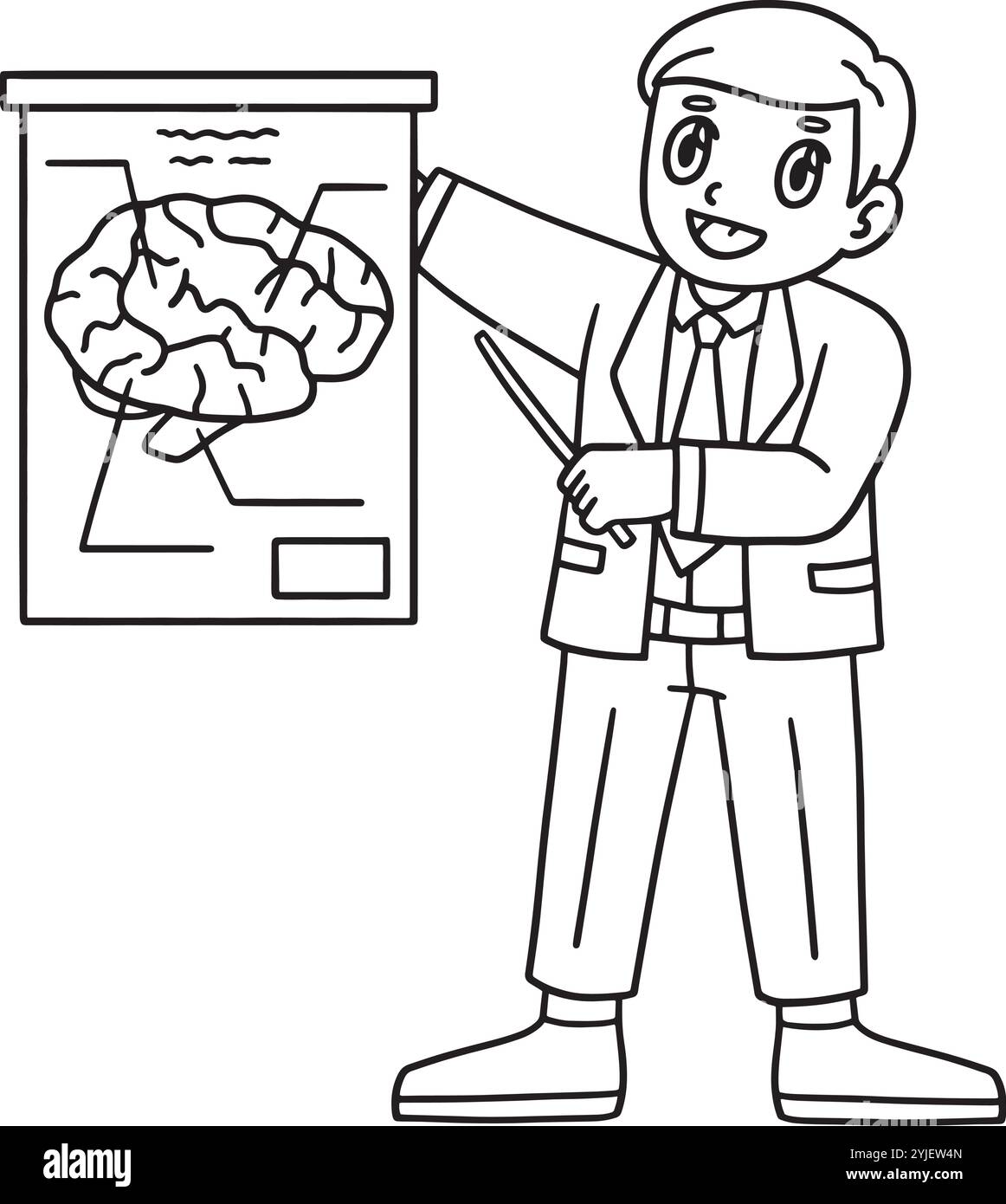 Neurologo Dottore con Brain Model isolato Illustrazione Vettoriale