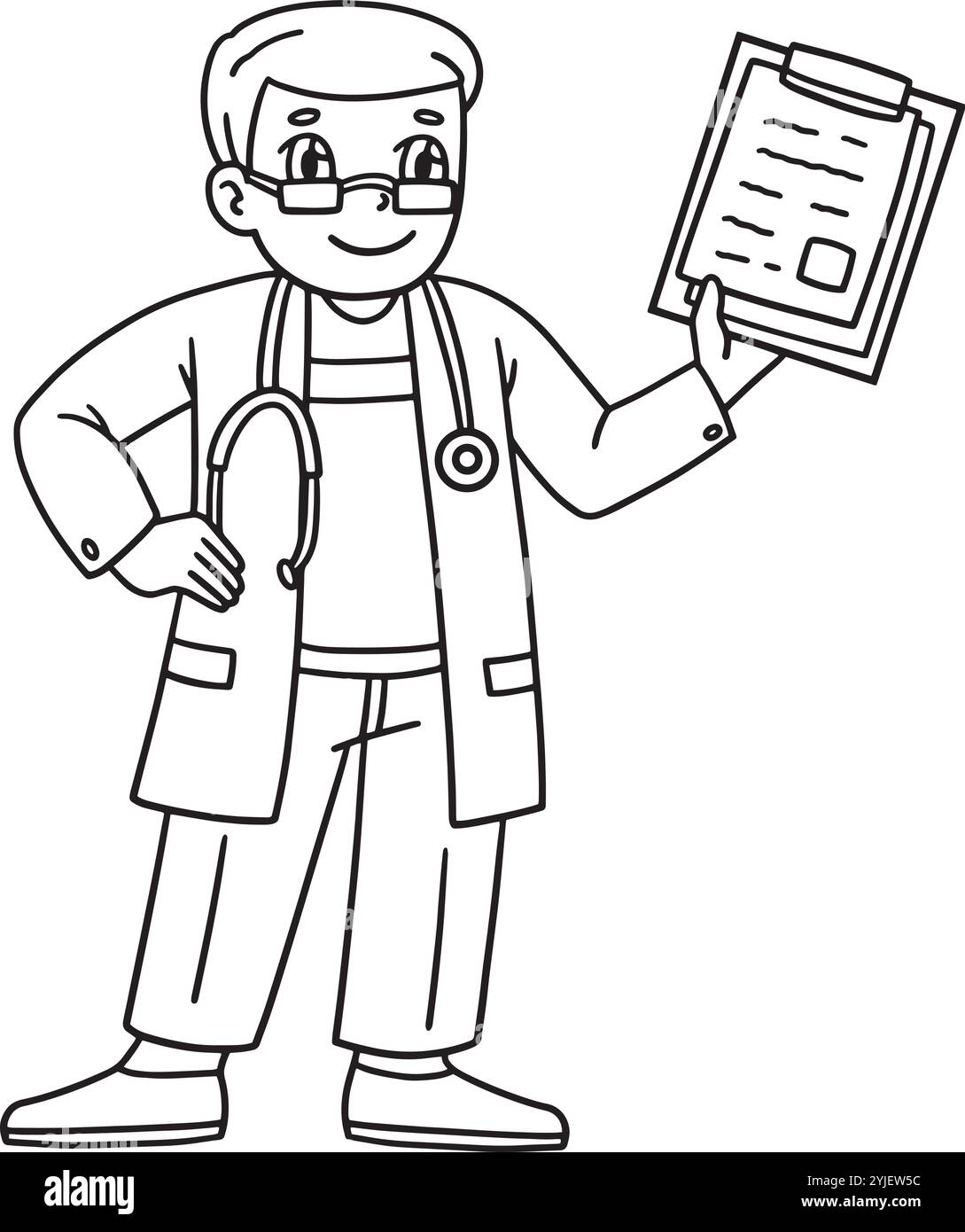 Medico con clipboard e stetoscopio isolati Illustrazione Vettoriale