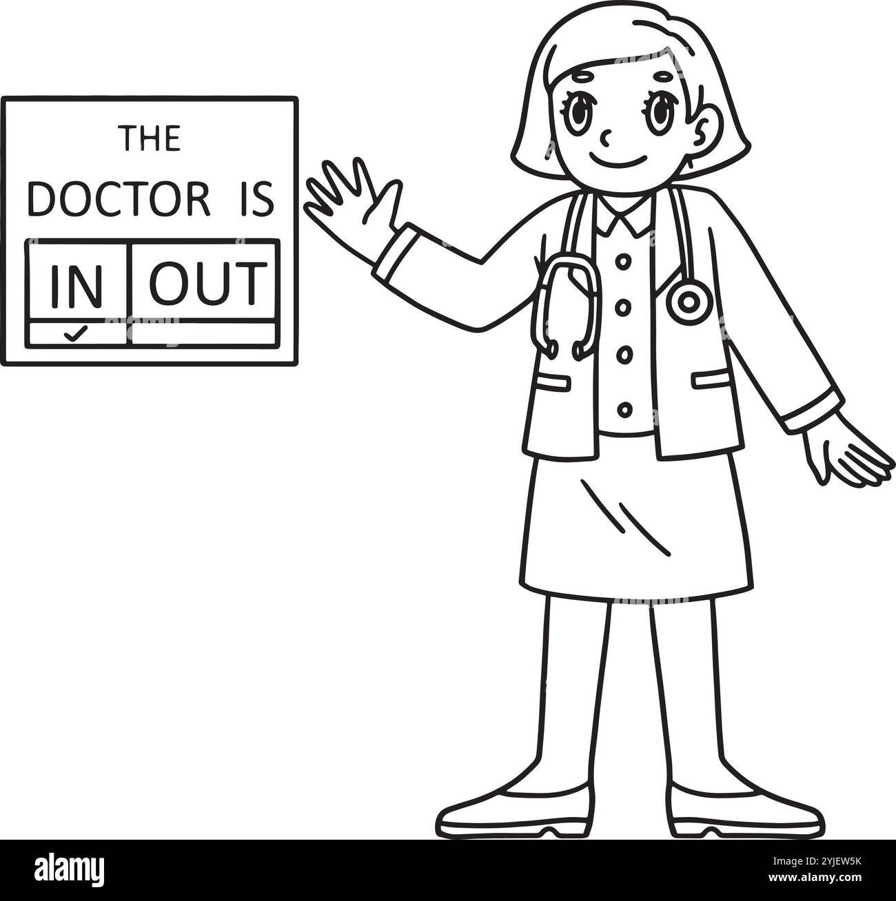 Il dottore è nella pagina di colorazione isolata per bambini Illustrazione Vettoriale