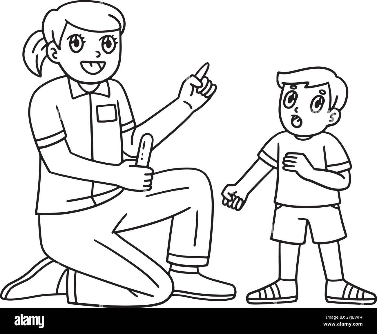 Donna Dottore con una pagina da colorare isolata per bambini Illustrazione Vettoriale