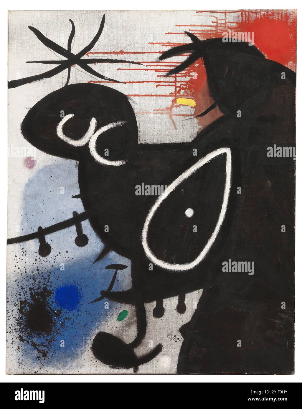 Miró, Joan / 'testa, uccello, stella', 1976, olio su tela, 92 x 73 cm. museo: COLLEZIONE PRIVATA. Foto Stock