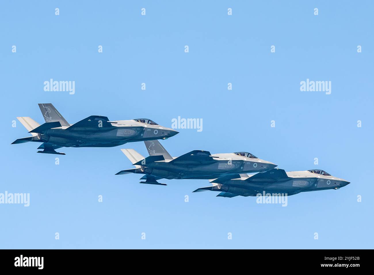 Trio dell'aeronautica israeliana F-35 Adir Stealth Fighter Jets Foto Stock