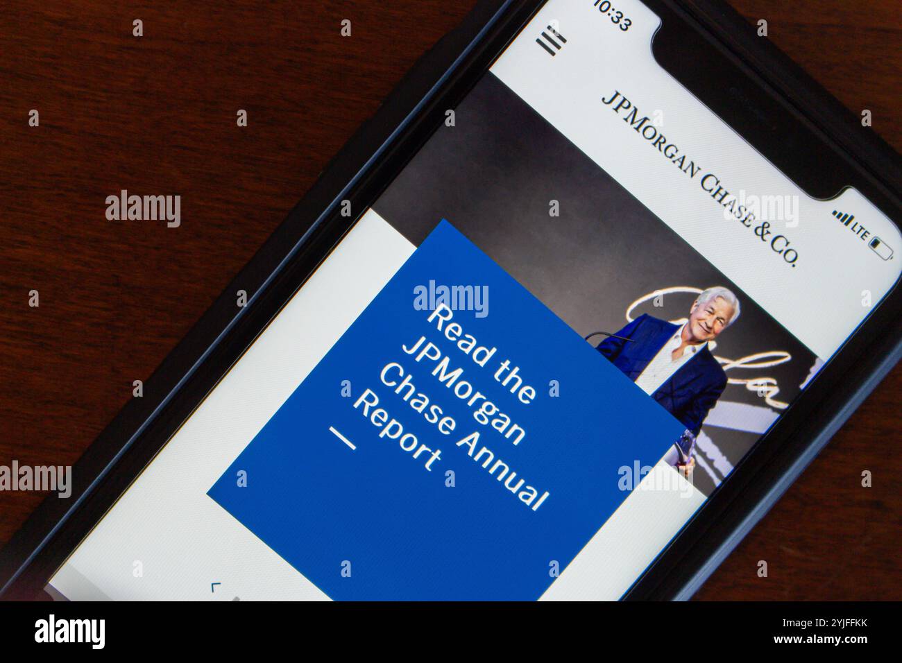 Sito Web di JPMorgan Chase & Co. JPMorgan Chase & Co. È una delle principali multinazionali statunitensi di servizi finanziari con sede a New York Foto Stock