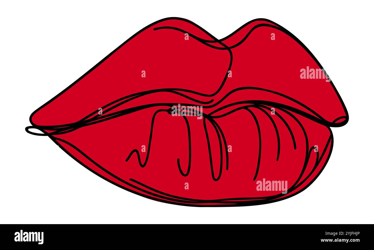 Disegno continuo di una linea di labbro di donna Illustrazione Vettoriale