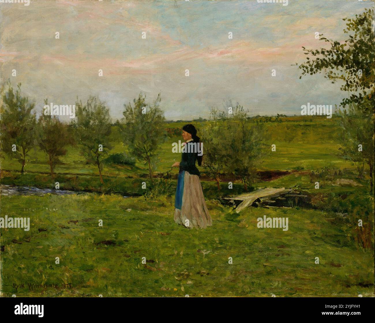 Serata al Pipping. Data/Periodo: 1879. La pittura. Olje på lerret. Larghezza: 73,5 cm. Altezza: 58 cm. Autore: Erik Werenskiold. Foto Stock