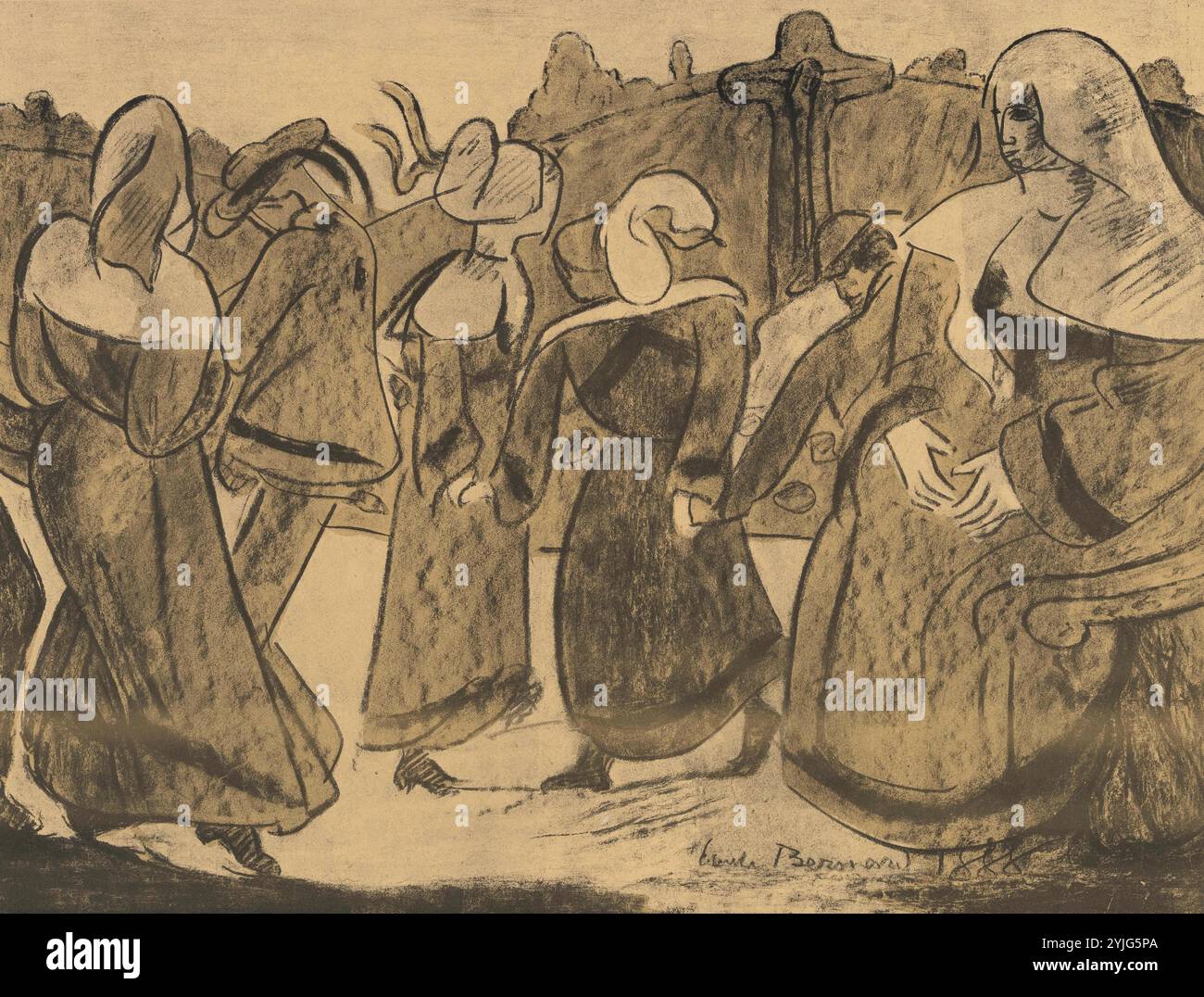 Ballerini bretoni. Dimensioni: 55,5 cm x 66,5 cm, 41,1 cm x 54 cm. Museo: Van Gogh Museum, Amsterdam. Autore: EMILE BERNARD. Foto Stock