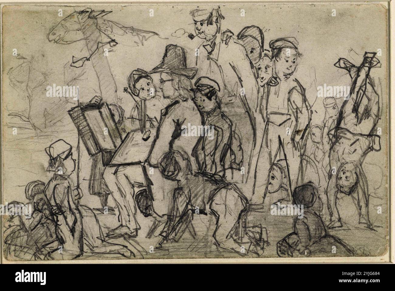 Ritratto di K. Klinkenberg, dipinto in un paesaggio circondato da figure. Relatore per parere: Louis Apol. Dating: 1872. Misurazioni: h 105 mm × W 160 mm. Museo: Rijksmuseum Amsterdam. Foto Stock