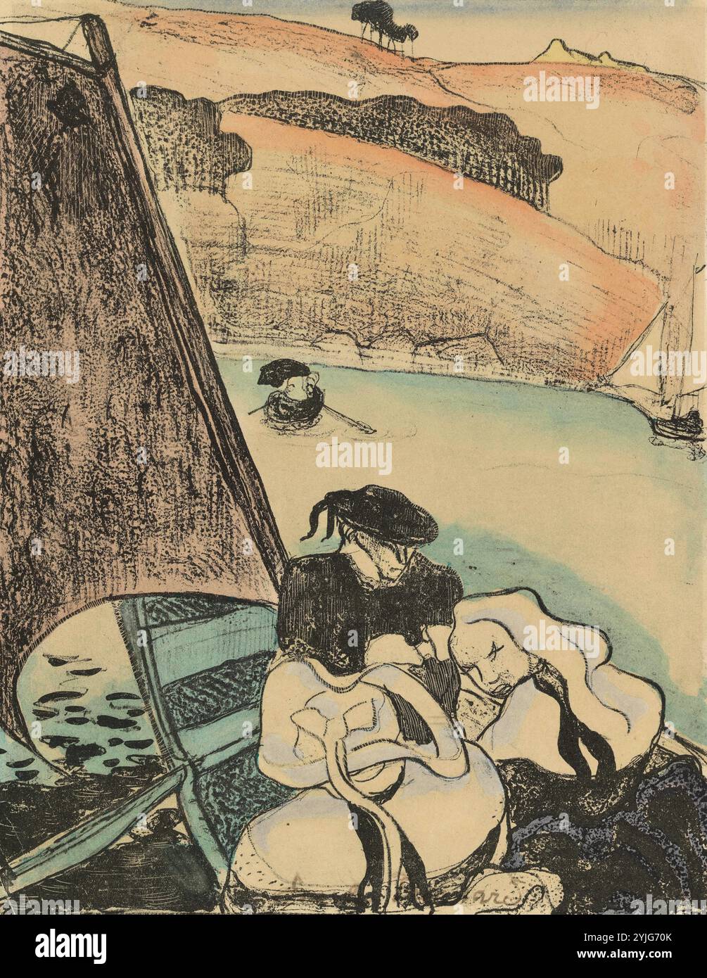 Ritorno dal Pardon (le retour du pardon) o dai Bretoni in barca (Bretons en barque). Dimensioni: 37,9 cm x 28 cm, 31,7 cm x 25 cm. Museo: Van Gogh Museum, Amsterdam. Autore: EMILE BERNARD. Foto Stock