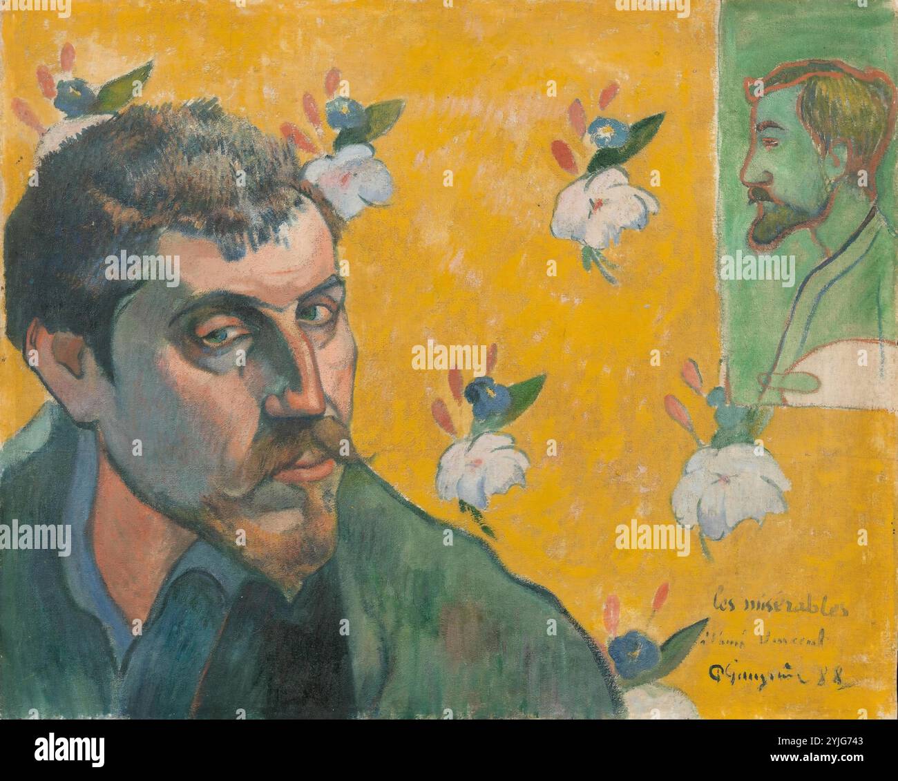 Autoritratto con Ritratto di Émile Bernard (Les misérables). Data: 1888, Pont-Aven. Dimensioni: 44,5 cm x 50,3 cm, 74,0 cm x 63,1 cm. Museo: Van Gogh Museum, Amsterdam. Autore: PAUL GAUGUIN. Foto Stock